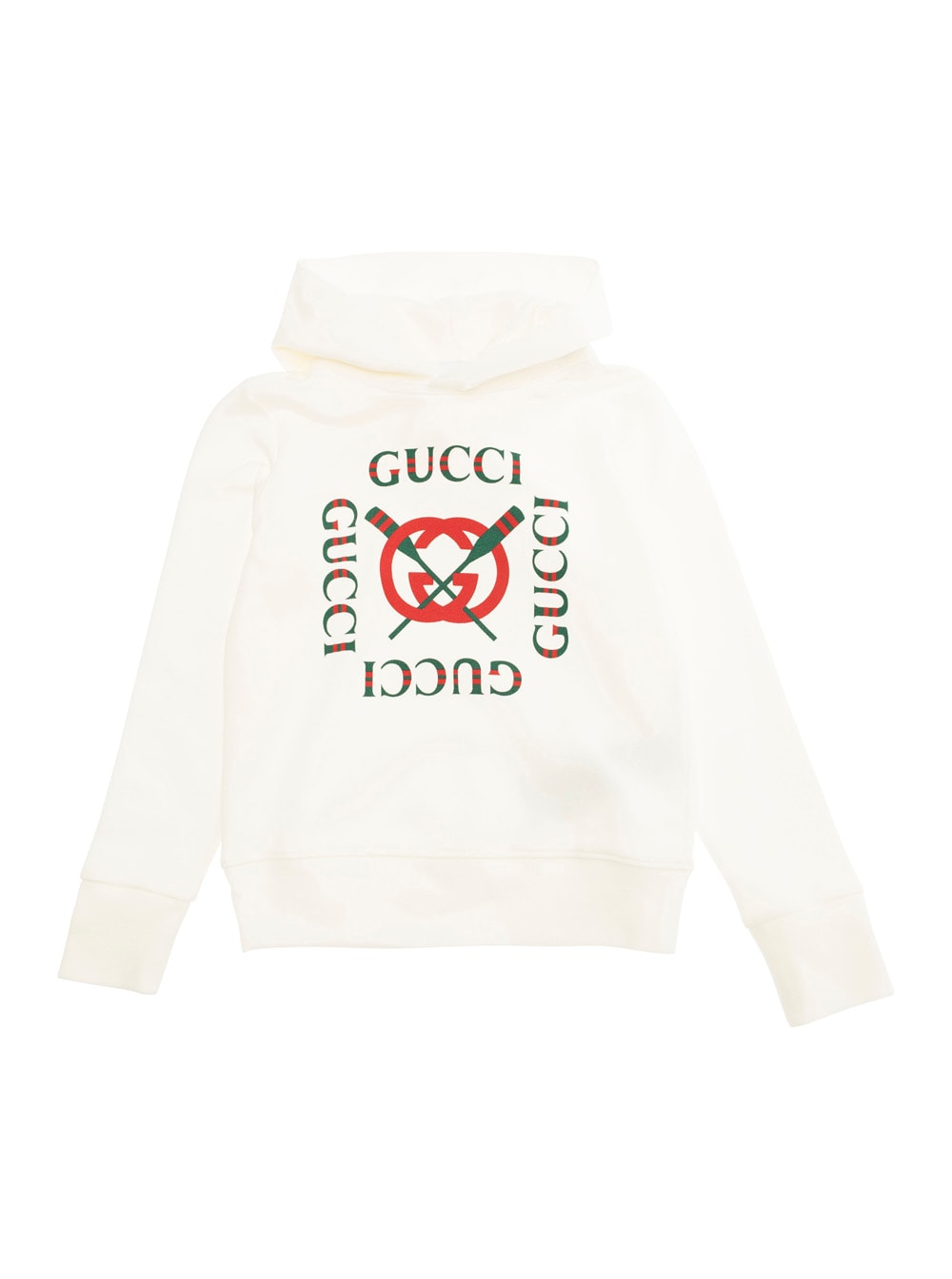 Gucci White Sweatshirt With Hood And Logo On The Front In Cotton Boys In White