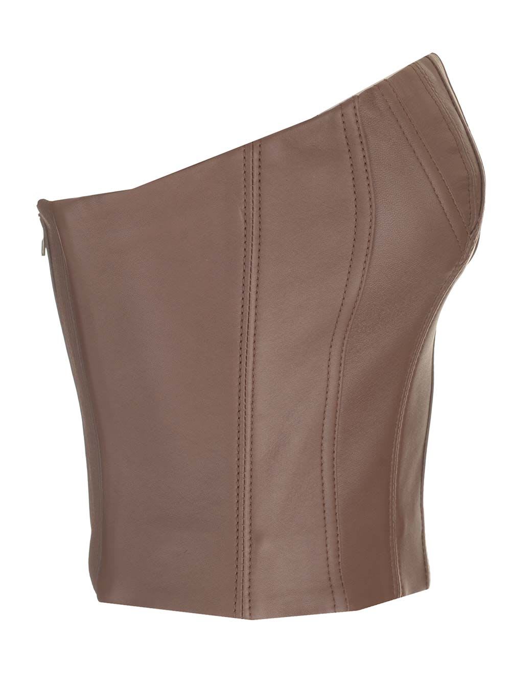 Shop Amiri Leather Bustier In Brown