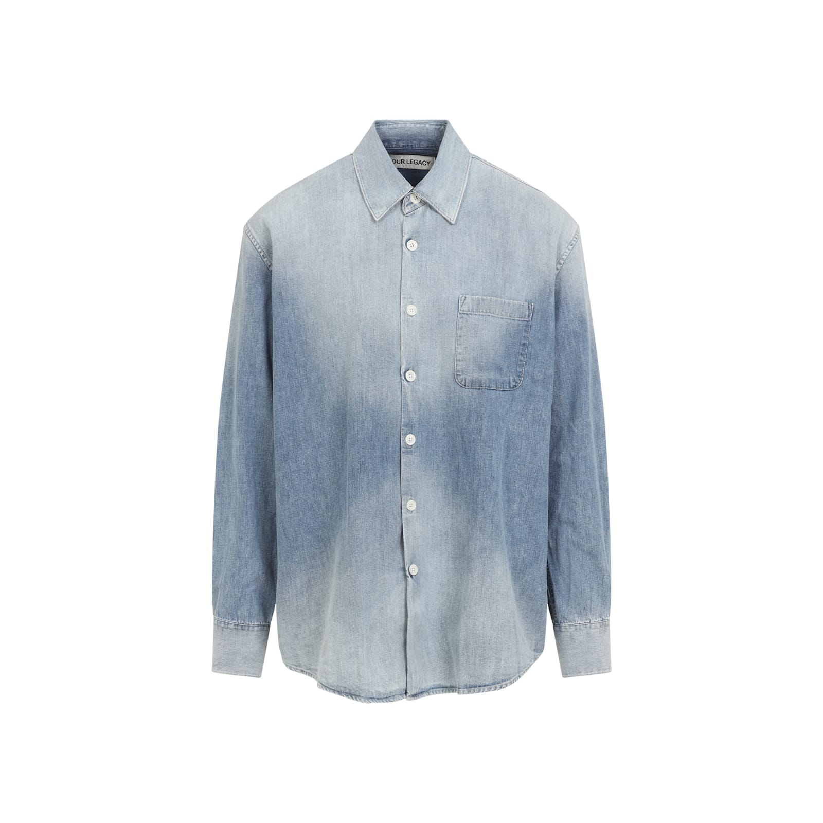 Our Legacy Long Sleeve Button-down Shirt Featuring Pocket In Blue