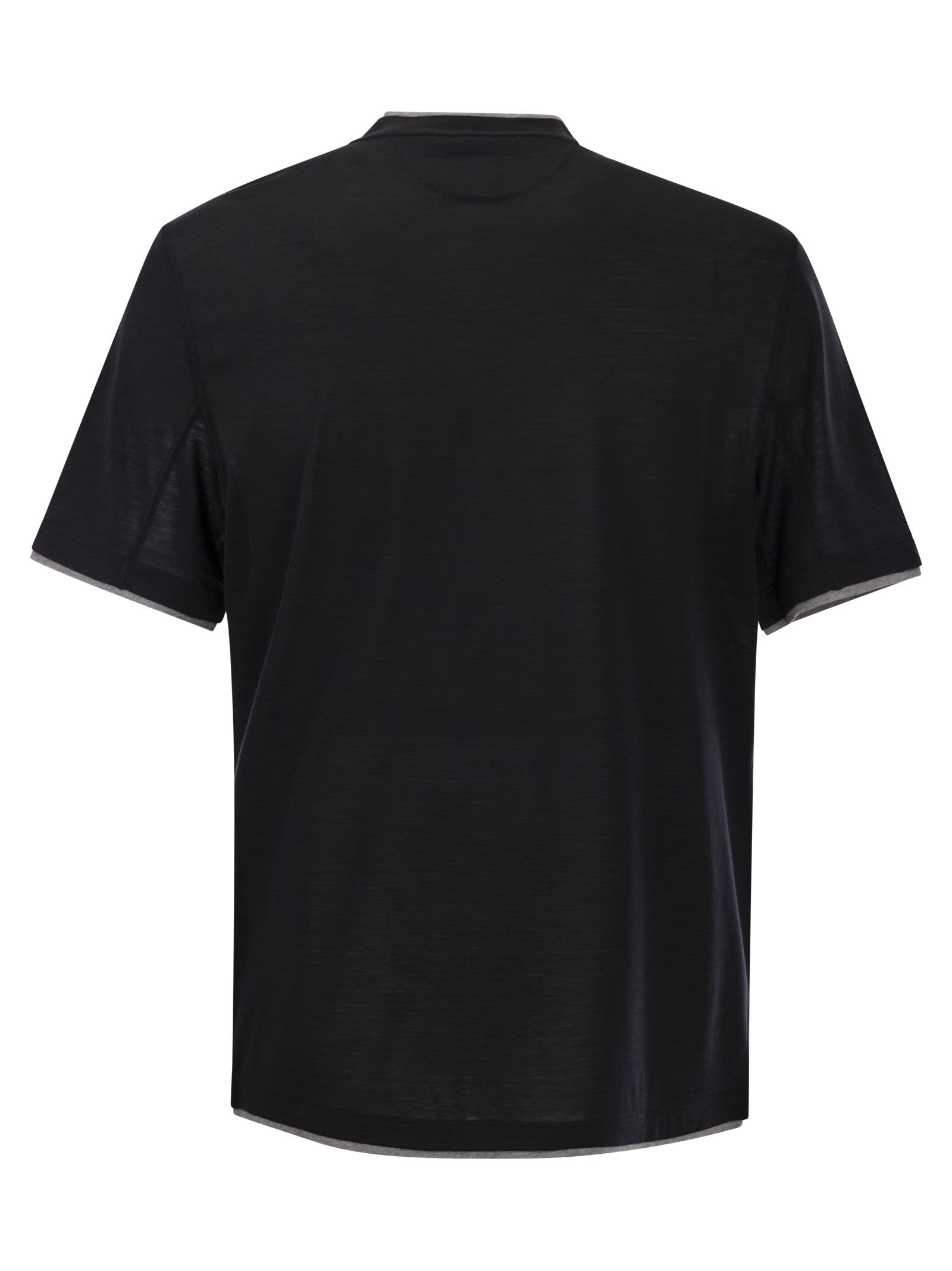 Shop Brunello Cucinelli Silk And Cotton T-shirt In Black