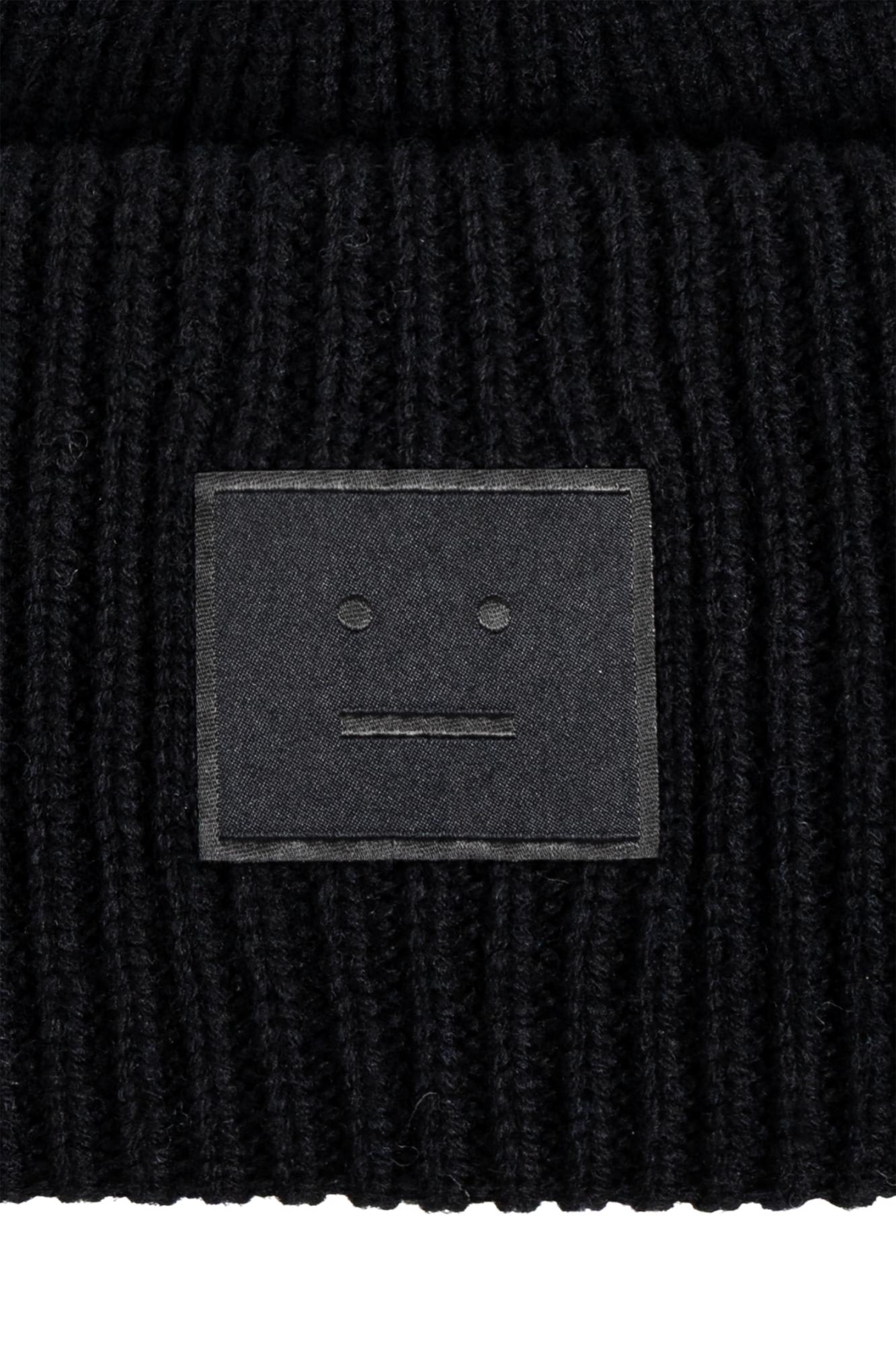 Acne Studios Wool Beanie With Logo In Black