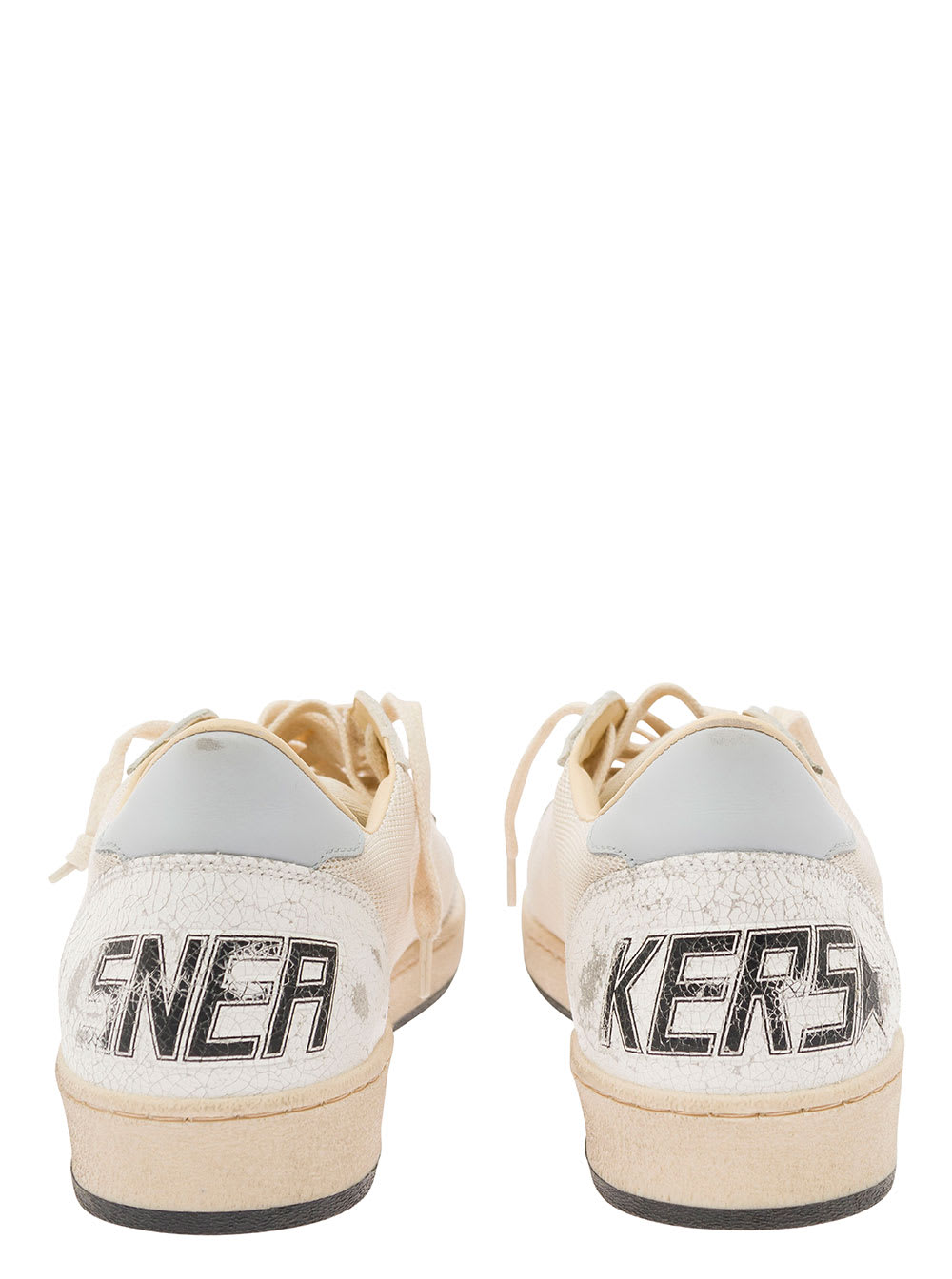Shop Golden Goose Ball Star Net Upper Crack Leather Toe And Spur Nylon Tongue Leather Star And Heel In White