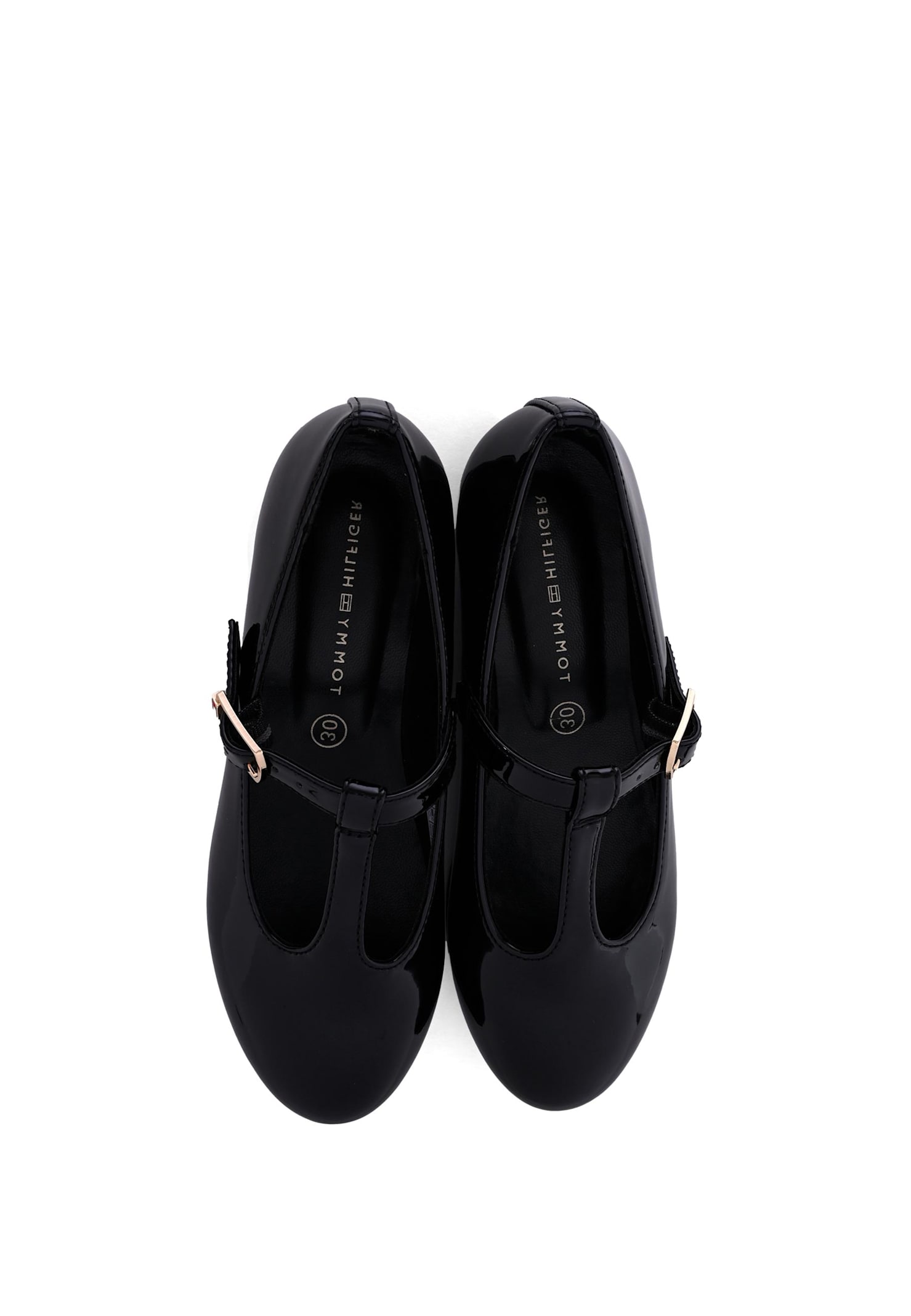 Tommy Hilfiger Black Ballet Flats For Girl With Flag In Black
