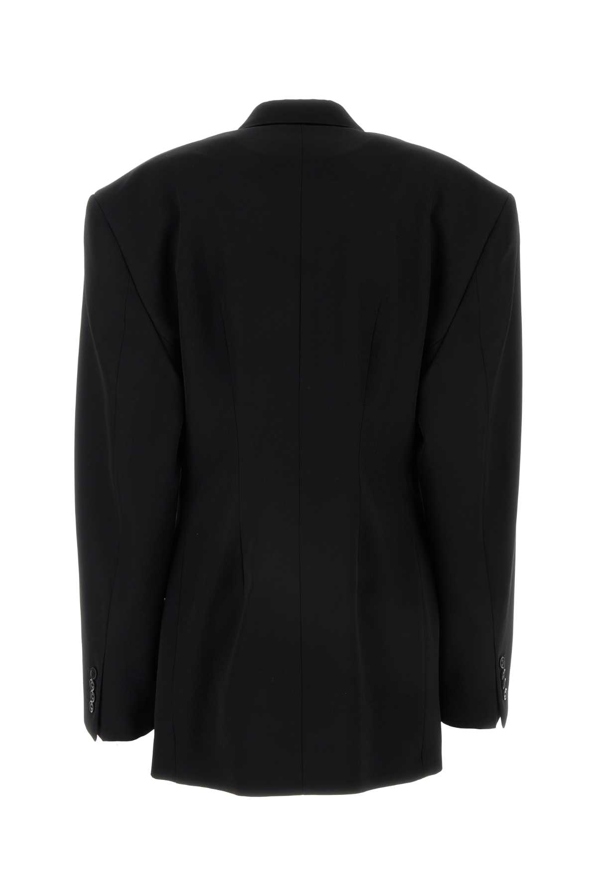 Balenciaga Black Barathea Oversize Cinched Blazer
