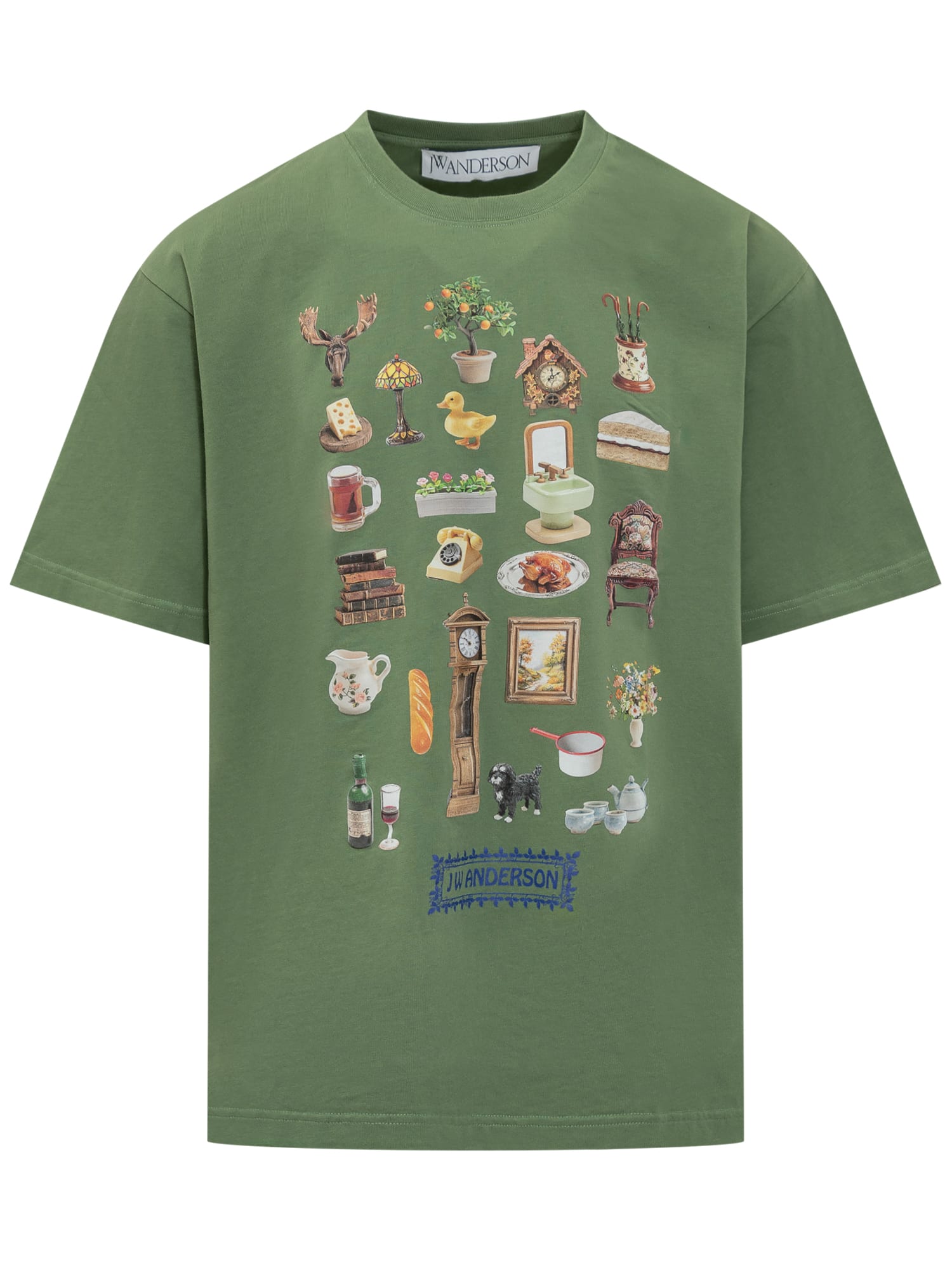 Jw Anderson Diorama Printed T-shirt In Forest Green