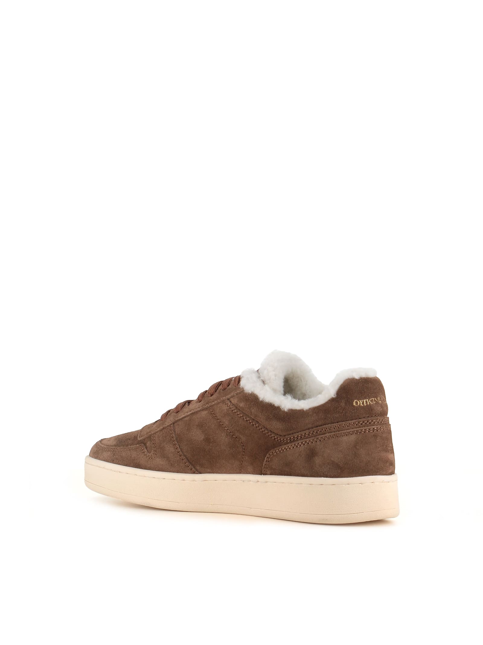 Officine Creative Shearling-lining Suede Sneakers In Brown