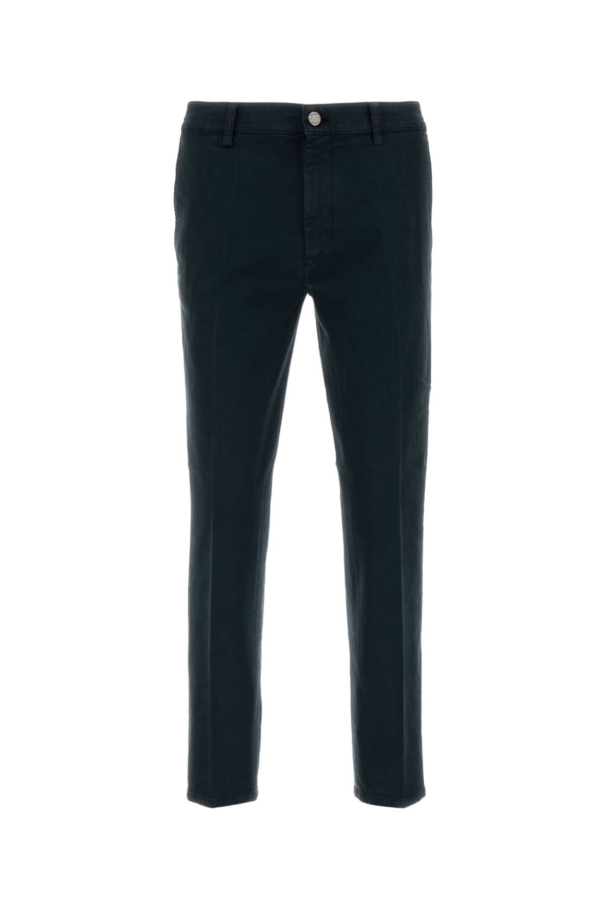 Pt Torino Navy Blue Stretch Cotton Reggae Pant In Green
