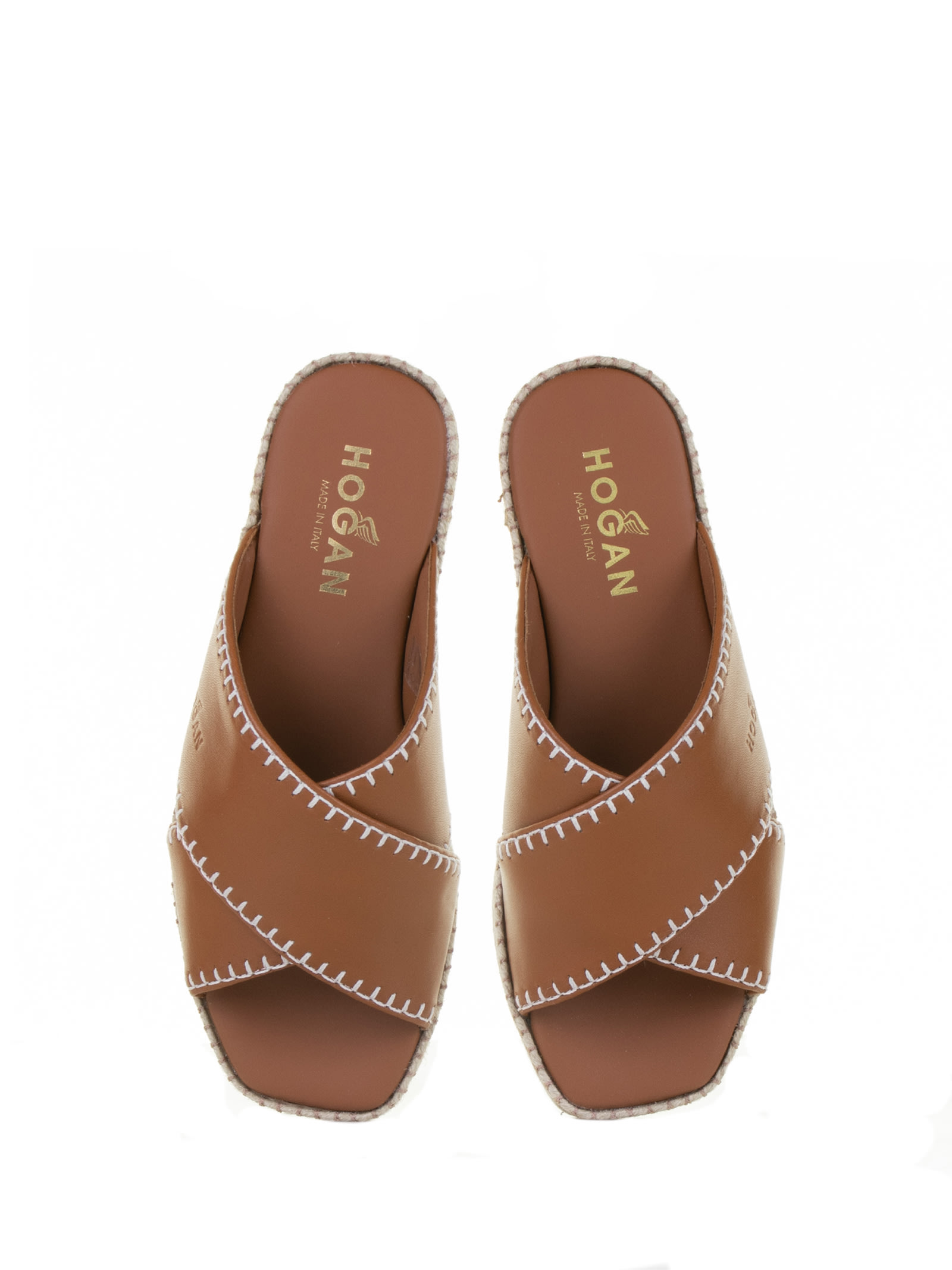 Shop Hogan H660 Leather Sandal In Cuoio Scuro