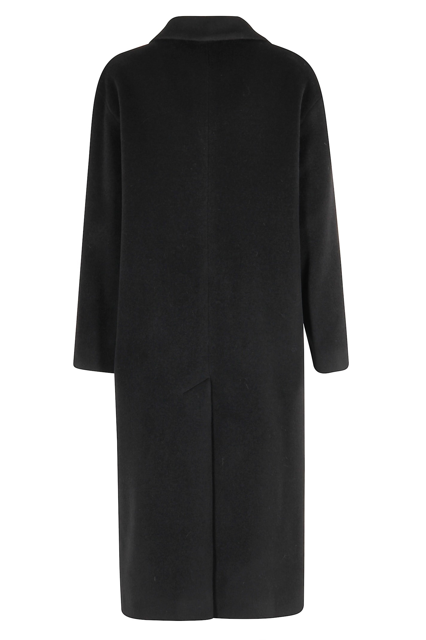Tagliatore Long Notched Lapel Coat With Flap Pockets In Black