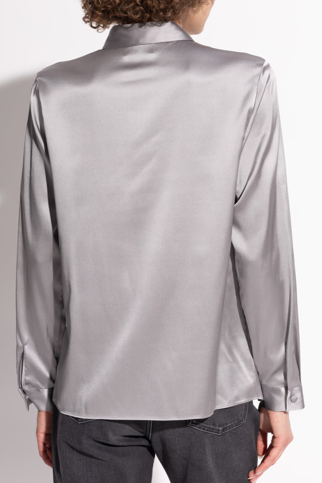 Shop Emporio Armani Silk Shirt In Misty Grey