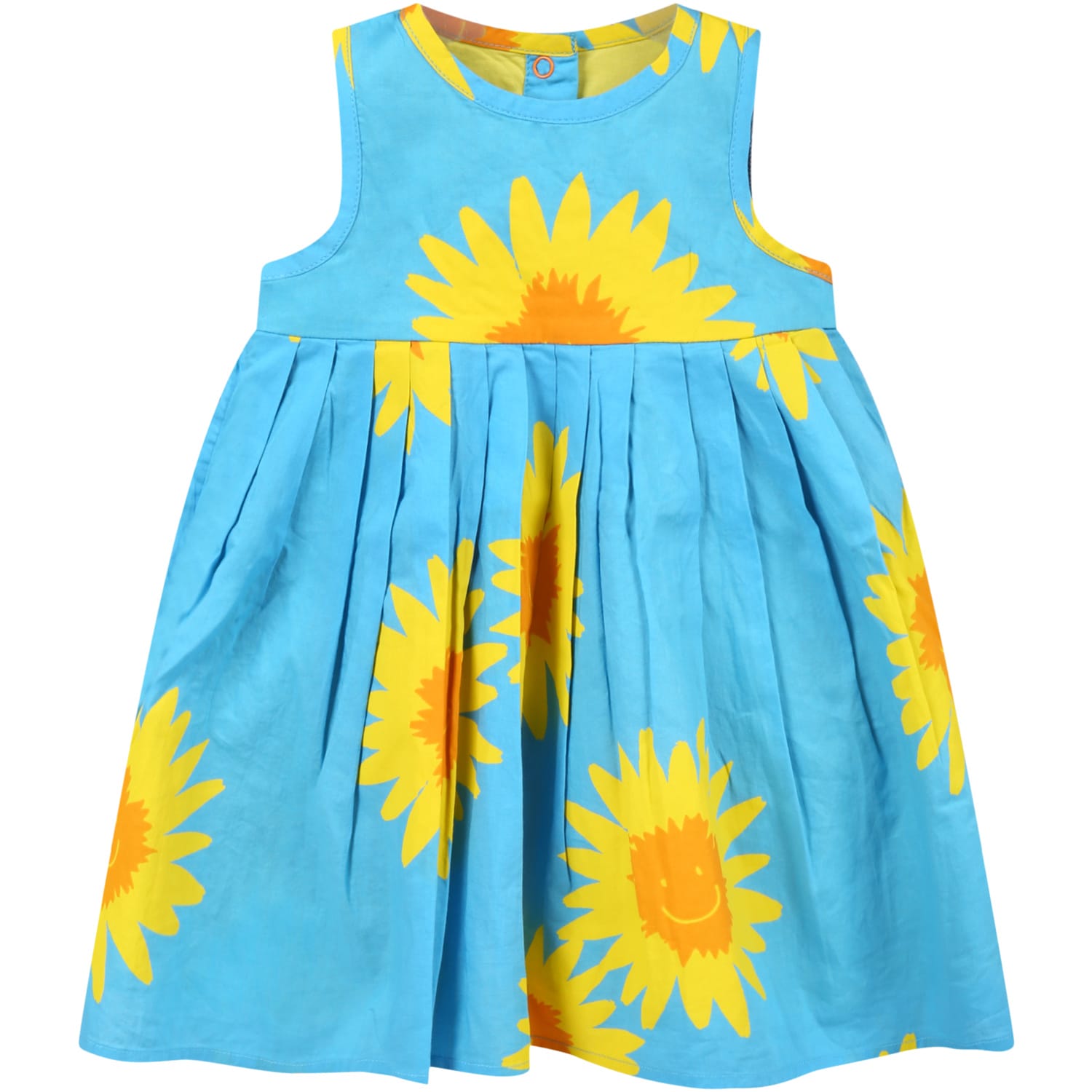 Stella McCartney Kids Light-blue Dress For Baby Girl With Yellow Daisies