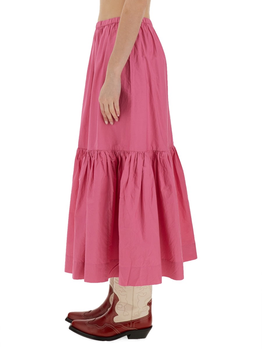 Shop Ganni Midi Skirt In Fuchsia
