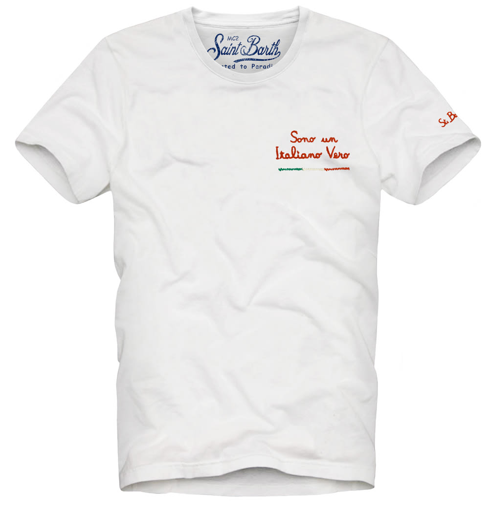 Mc2 Saint Barth Embroidered T-shirt Sono Un Italiano Vero