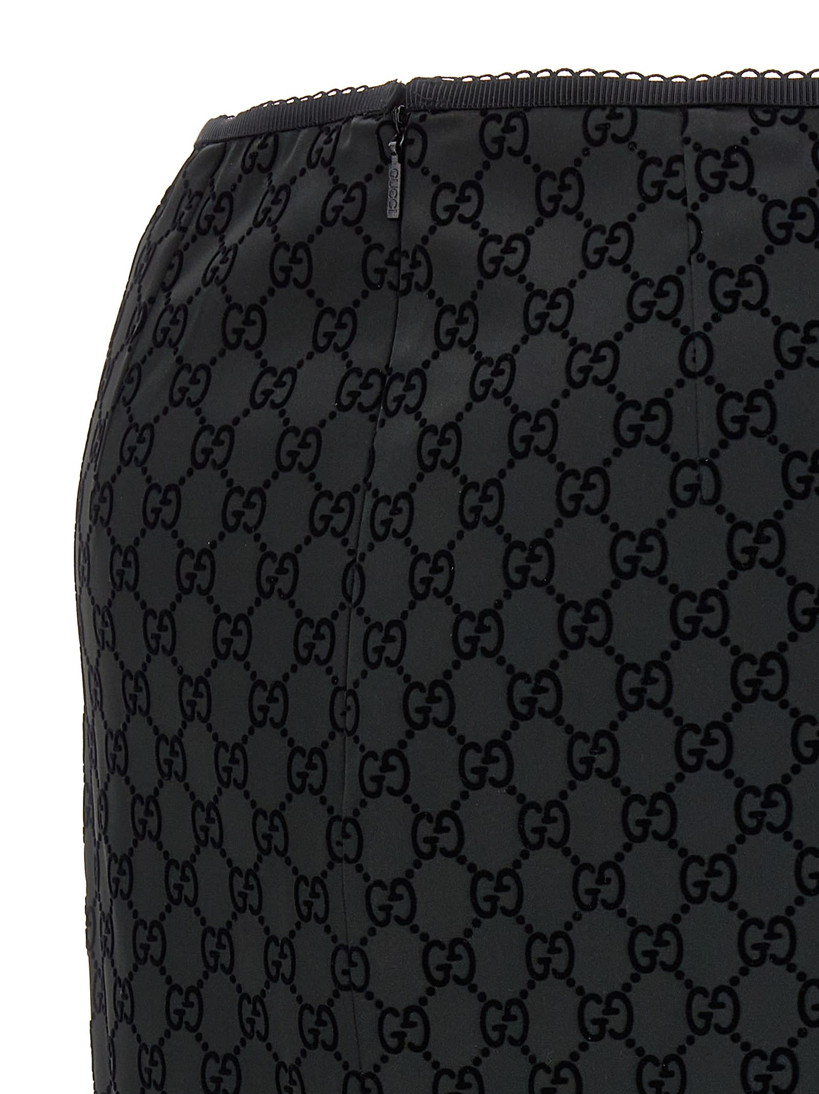 Shop Gucci Silk Duchesse Skirt In Black