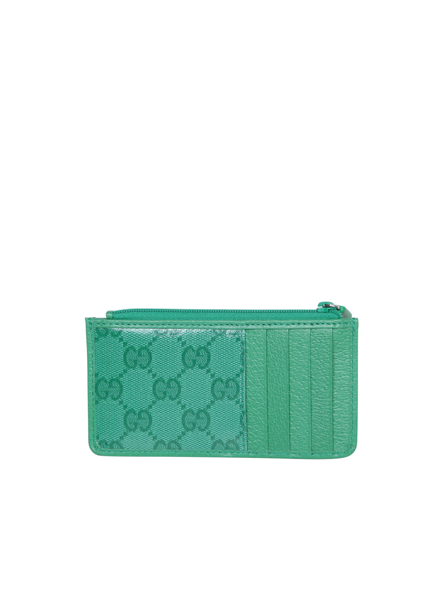 Gucci Green GG Crystal Card Case, GG Canvas