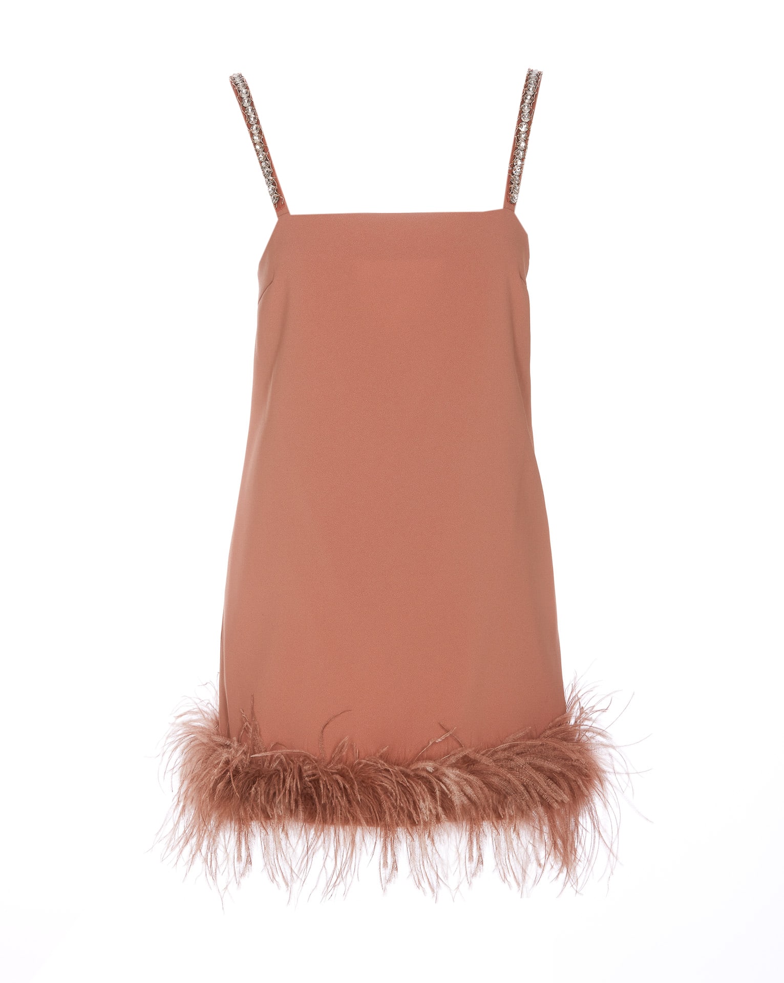 Shop Pinko Short Dress With Feathers In Brown