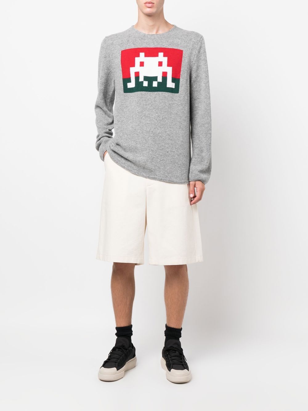 Comme Des Garçons Crew Neck Wool Sweater In Gray
