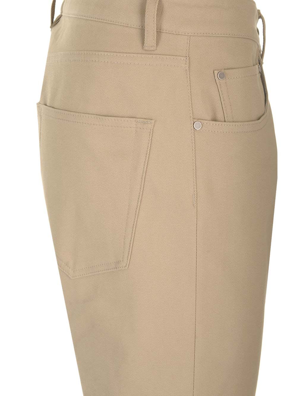 Shop Lardini Slim Fit Cotton Trousers In Beige