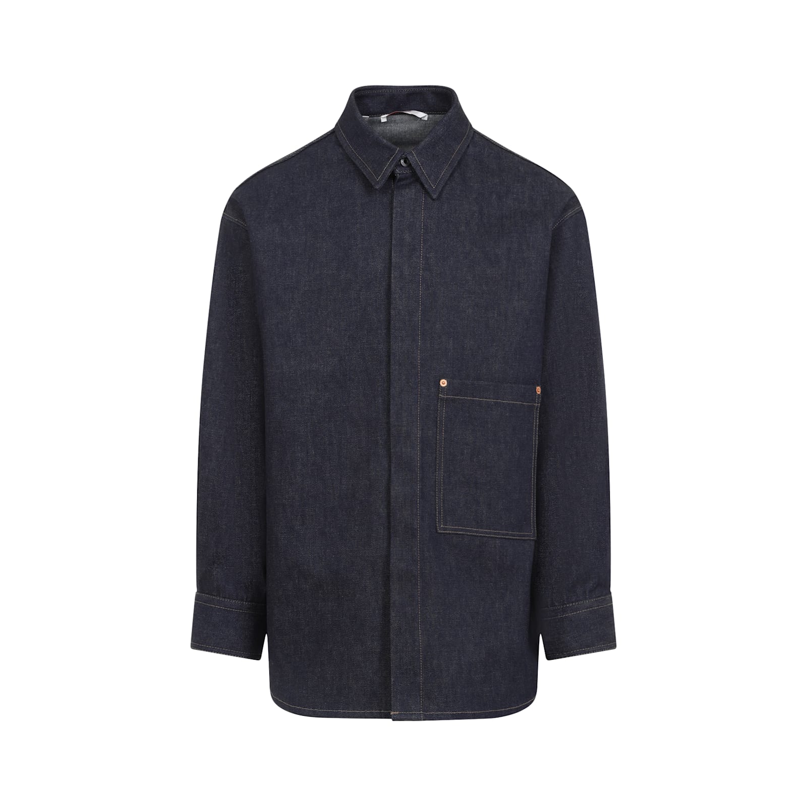 Shop Valentino Denim Shirt In Denim Scuro