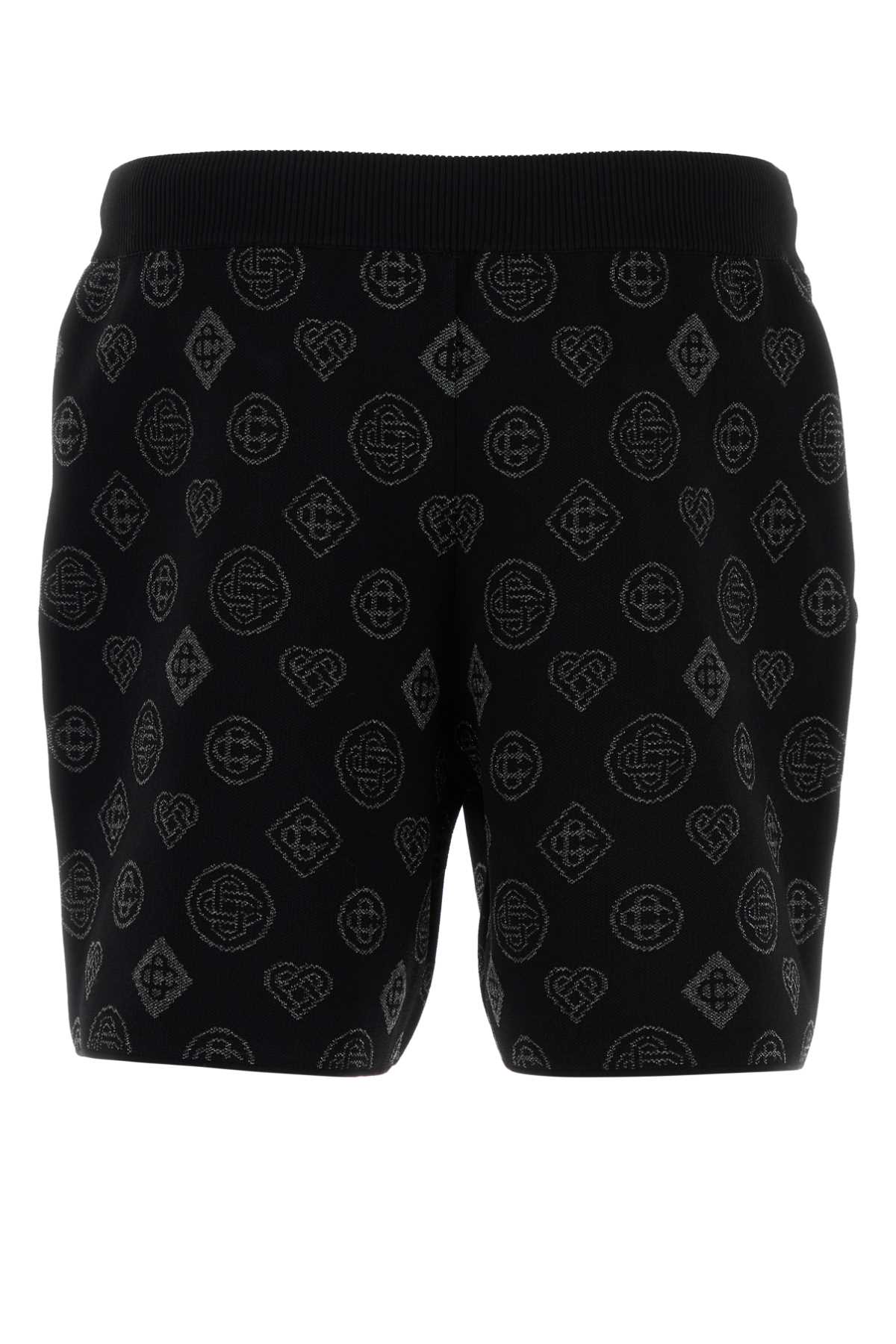 Casablanca Embroidered Stretch Jacquard Bermuda Shorts In Black