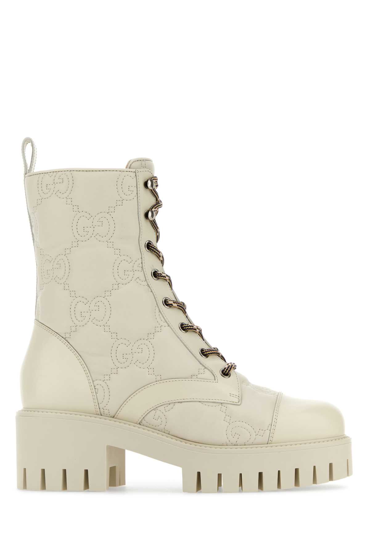 Ivory Leather Ankle Boots