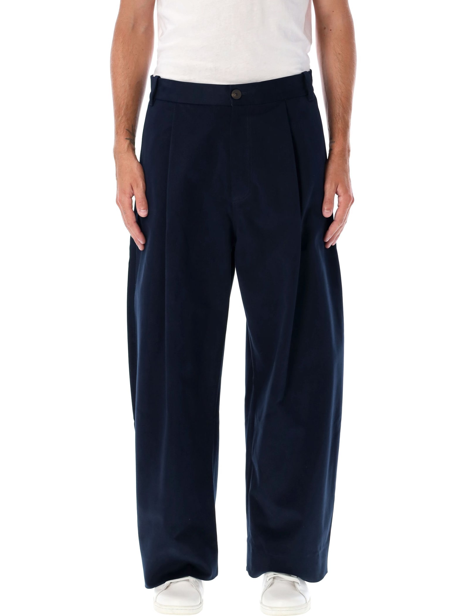 Shop Studio Nicholson Sorte Chino Pants In Dark Navy