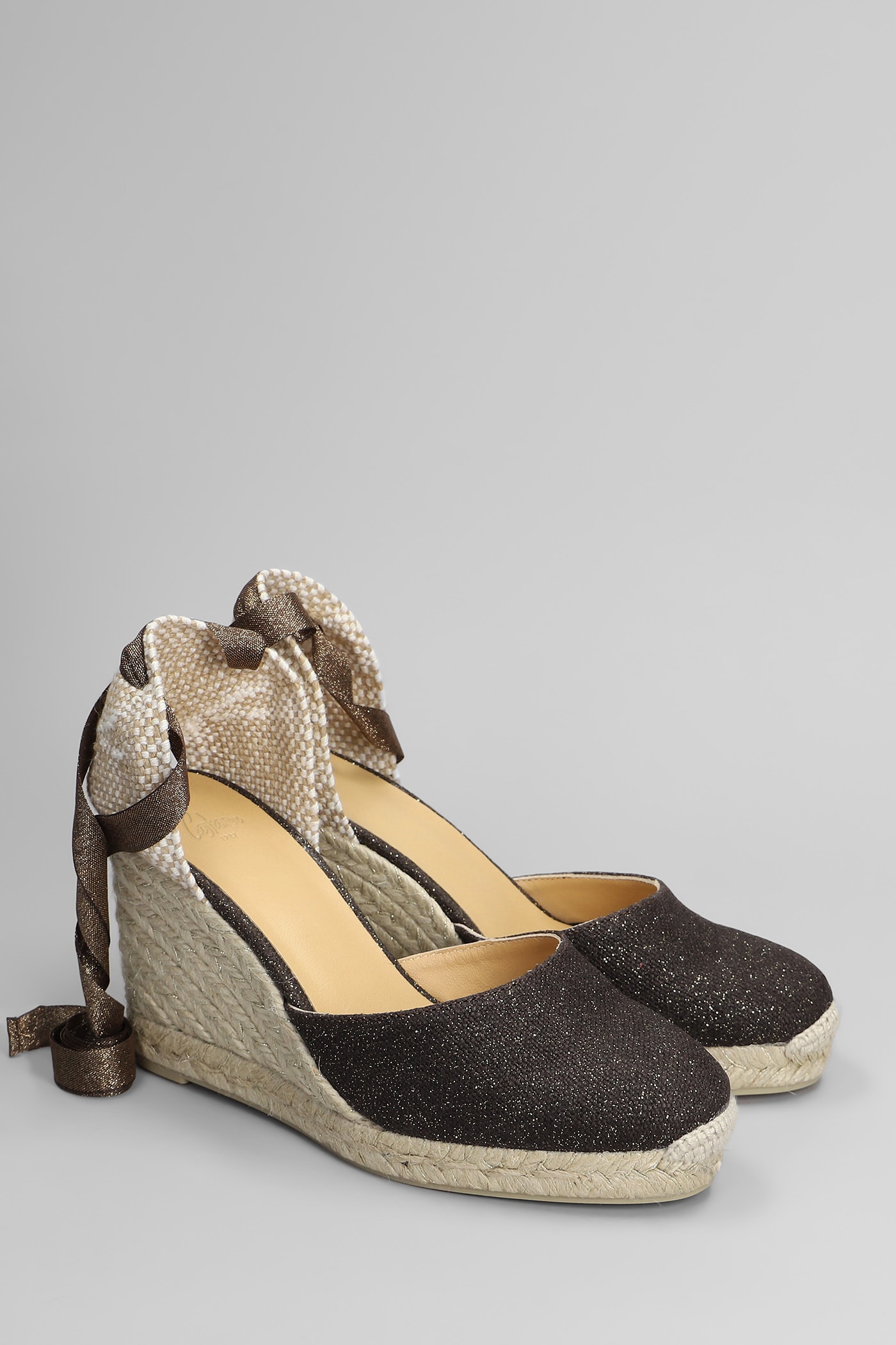 Castaã±er Carina-8-032 Wedges In Brown Canvas