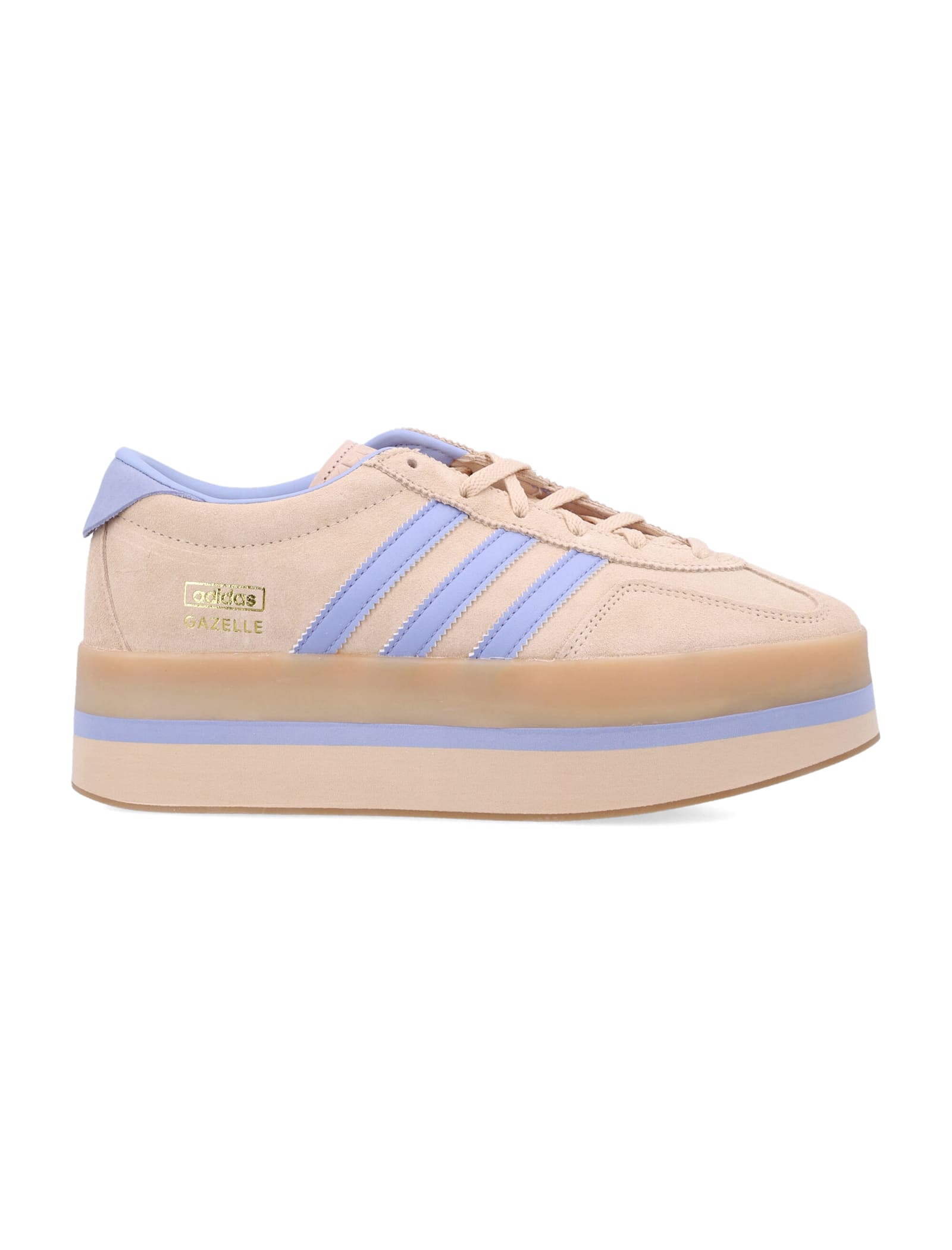 Adidas Originals Adidas Gazelle Stack Women S Platform Sneakers In Beige Suede And Violet Leather In Pink