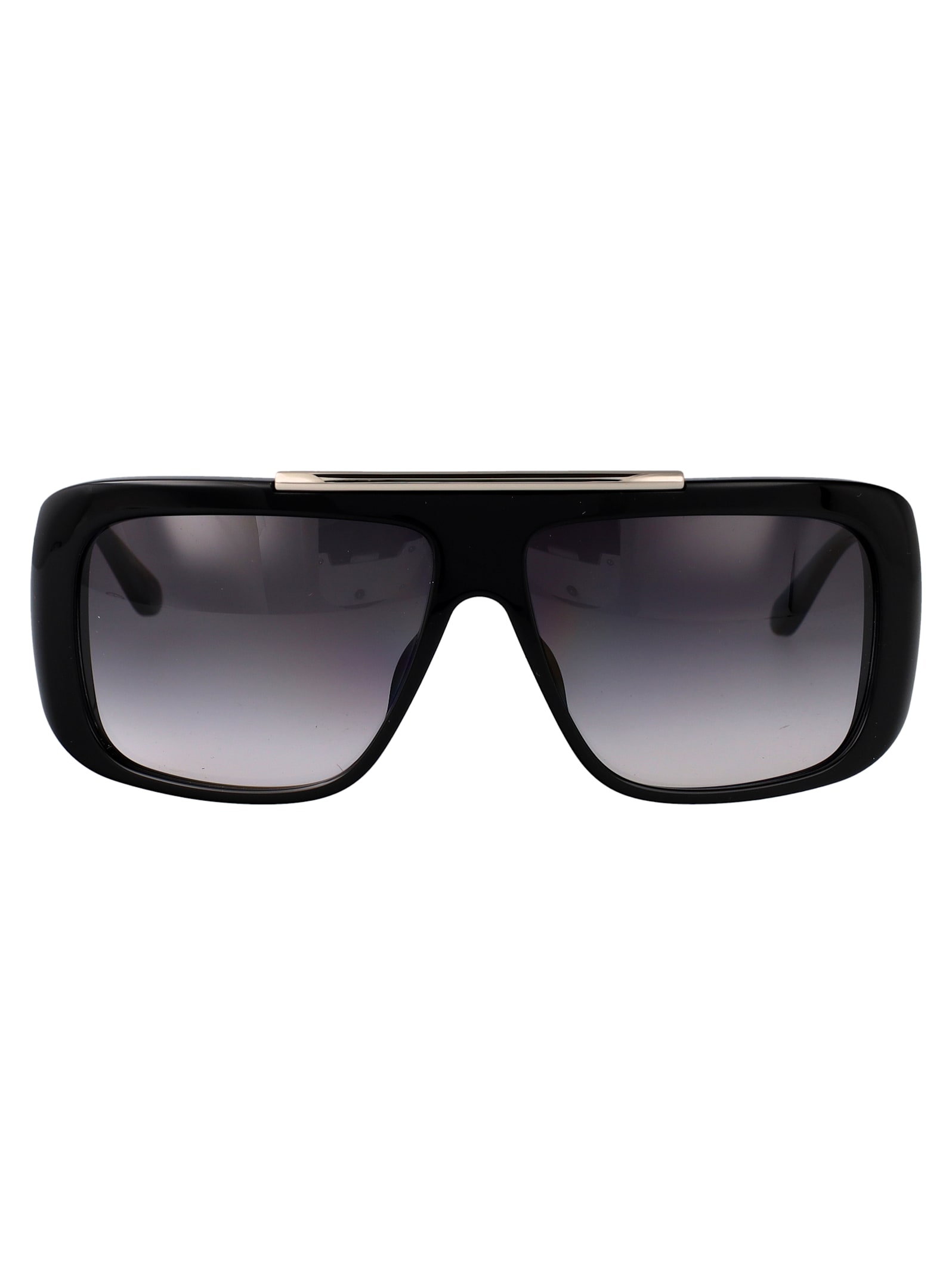 Alexander Mcqueen Black-silver-grey Recycled Acetate Sunglasses In Black