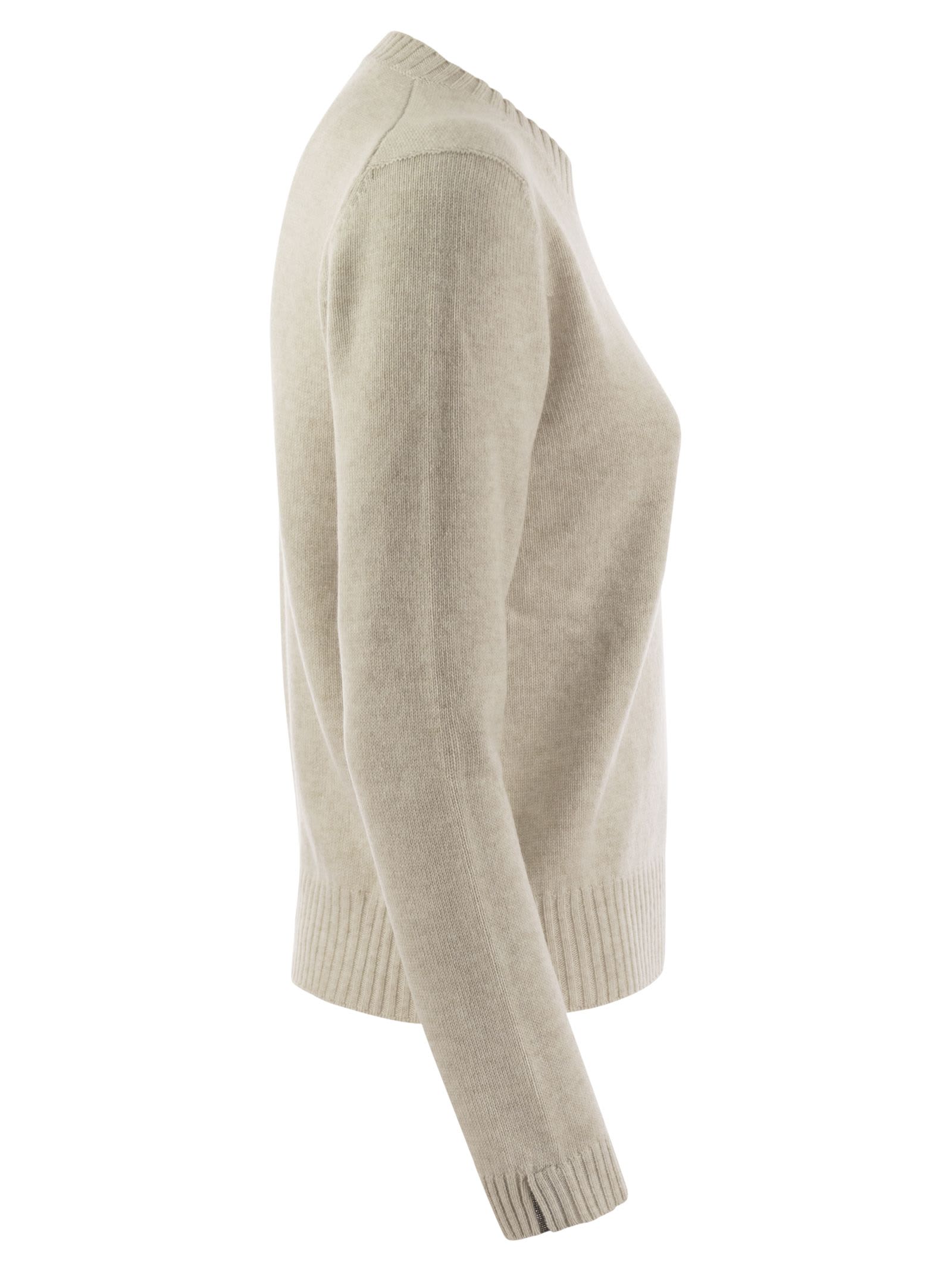 BRUNELLO CUCINELLI CASHMERE SWEATER WITH SHINY CUFF DETAILS 