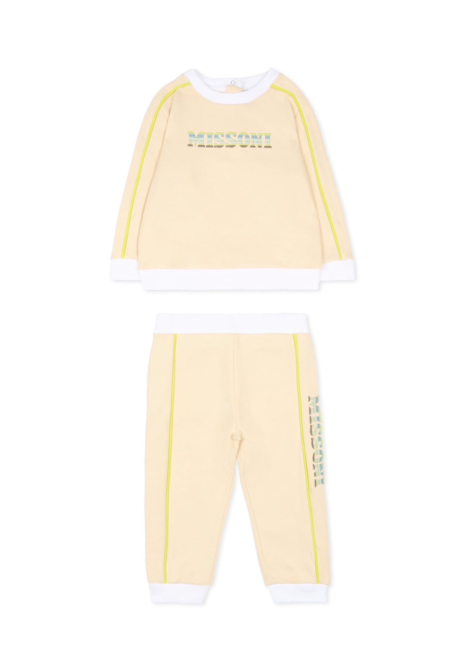 Missoni Beige Set For Kids With Logo In Yellow