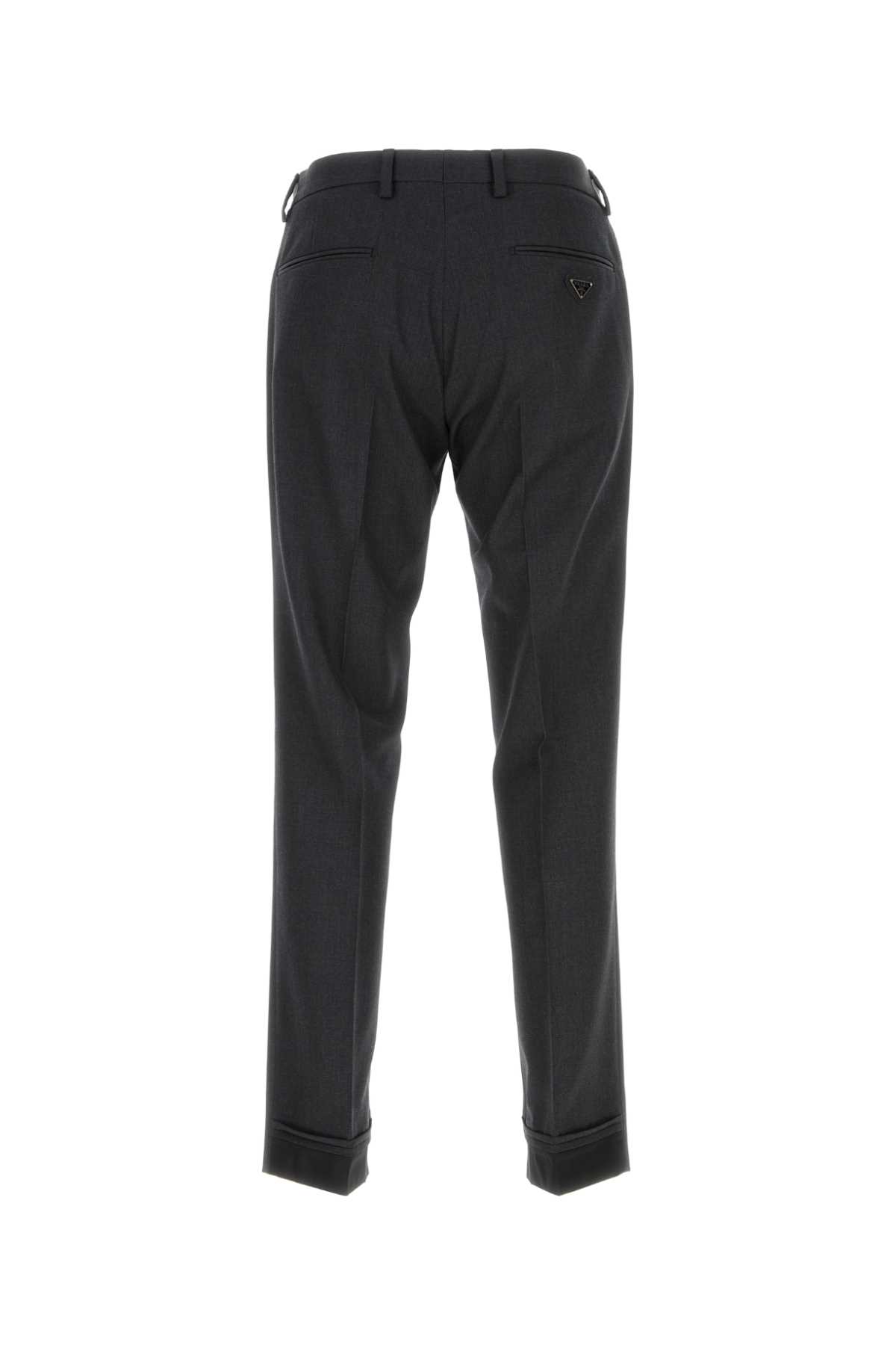 Prada Graphite Wool Pant In Black