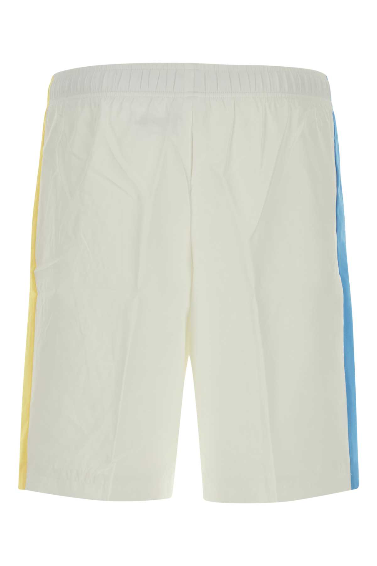 Lacoste White Polyester Bermuda Shorts In Isq