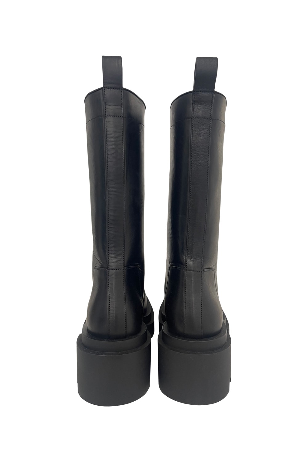 Rick Owens Womens Black Pull On Bogun Leather Heeled Knee-high Boots In Black