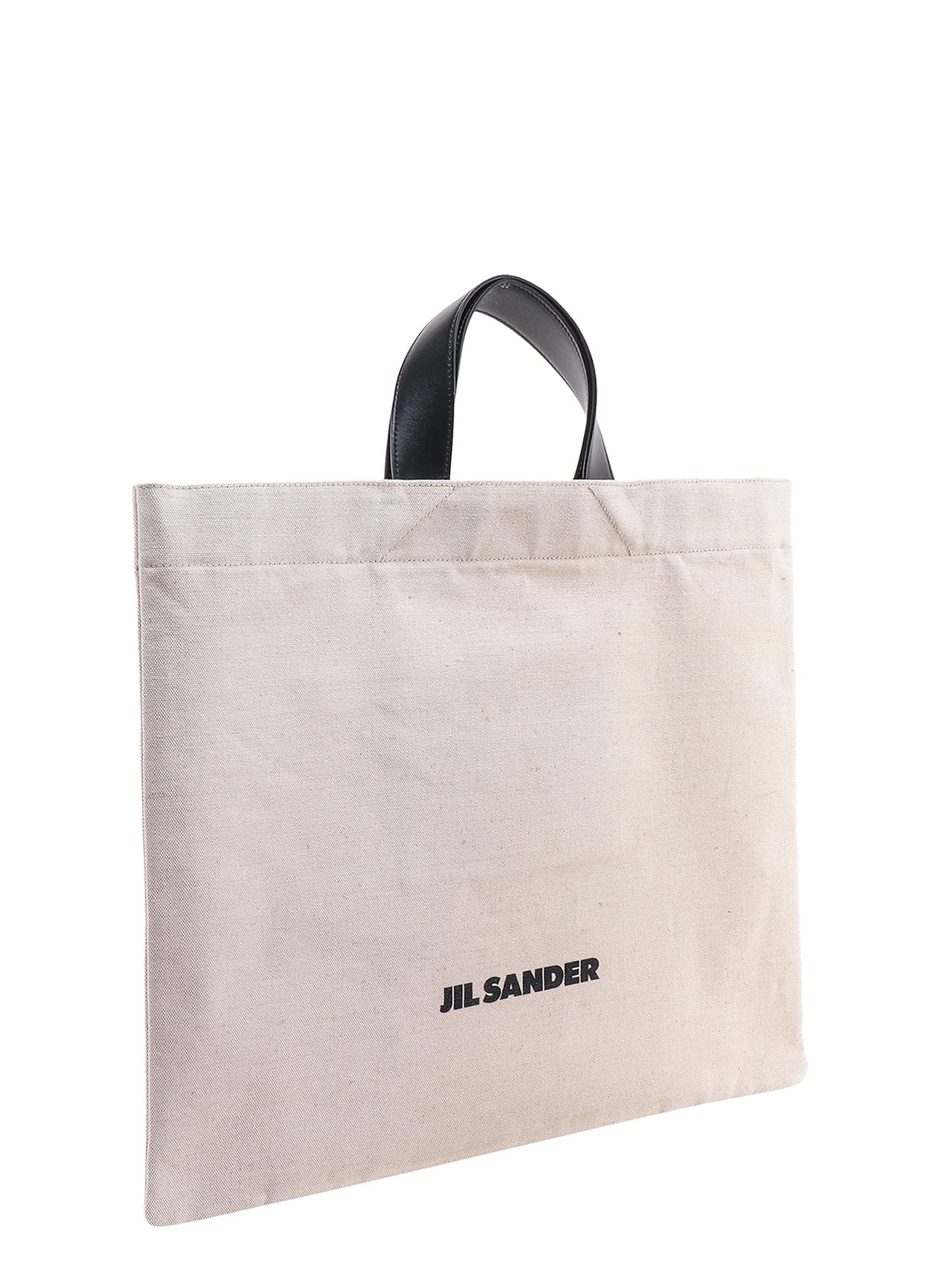 Jil Sander Ecru Cotton Blend Shopping Bag In Beige