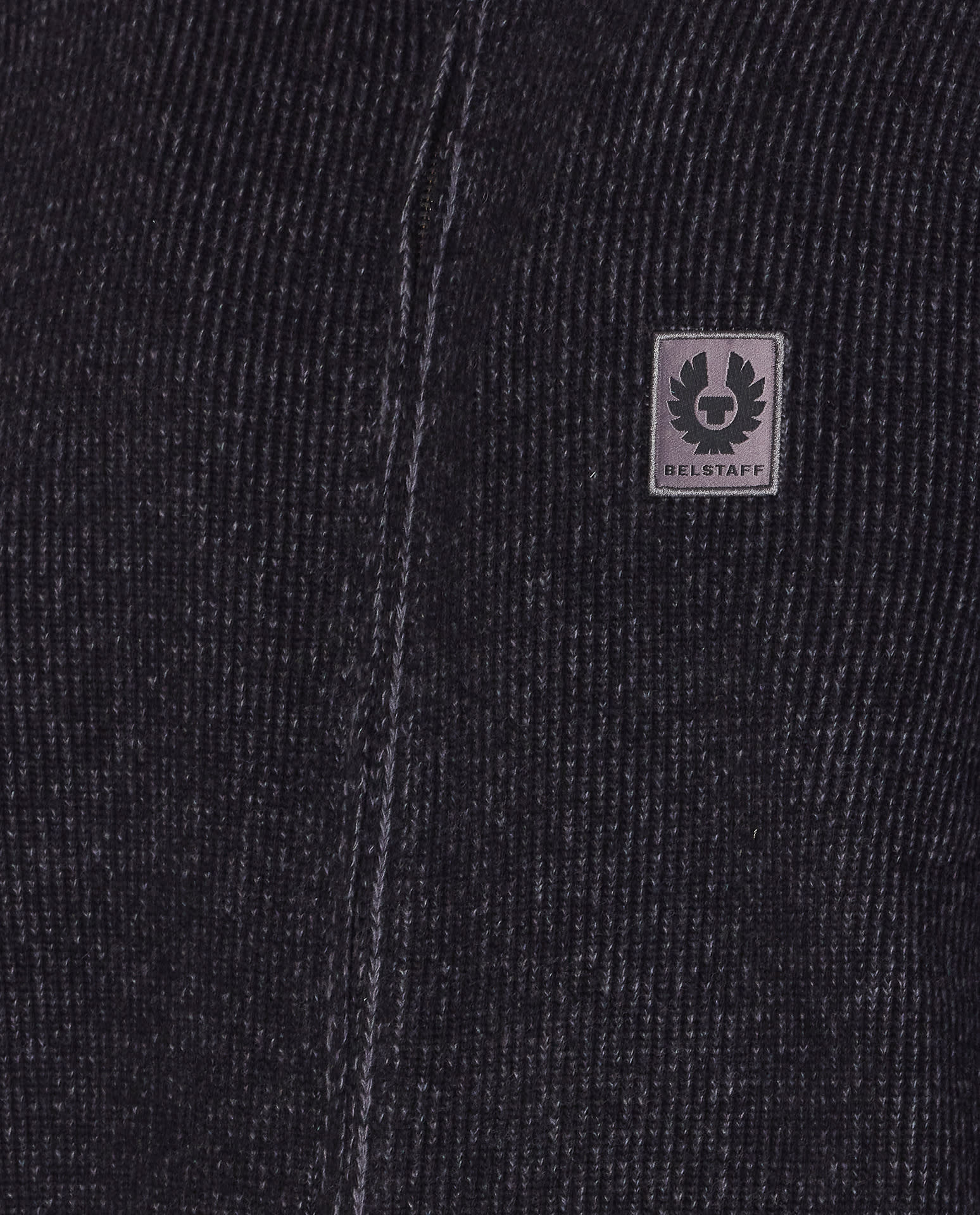 Belstaff High Collar Long Sleeve Zip Knit Sweater In Black