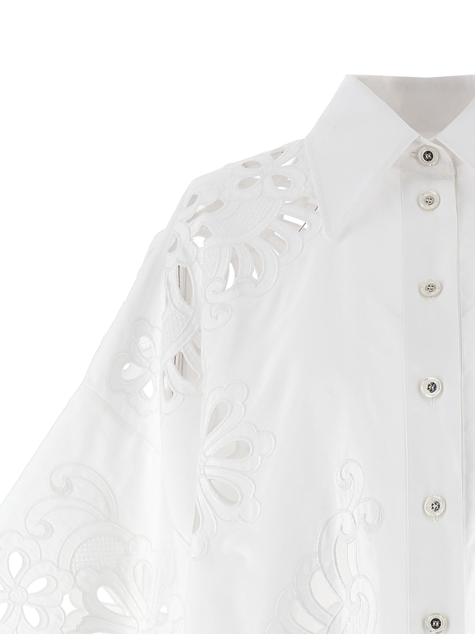 Shop Dolce & Gabbana Cut-out Embroidery Shirt In White