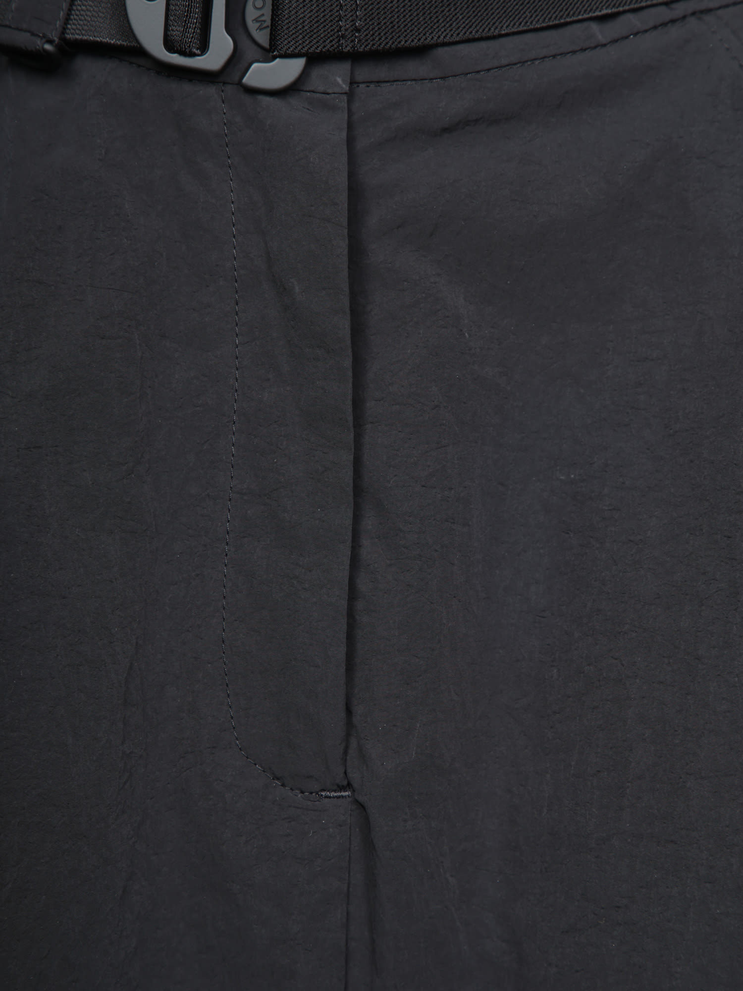 Moncler Flowing Black Maxi Skirt With Belted Waist In Black