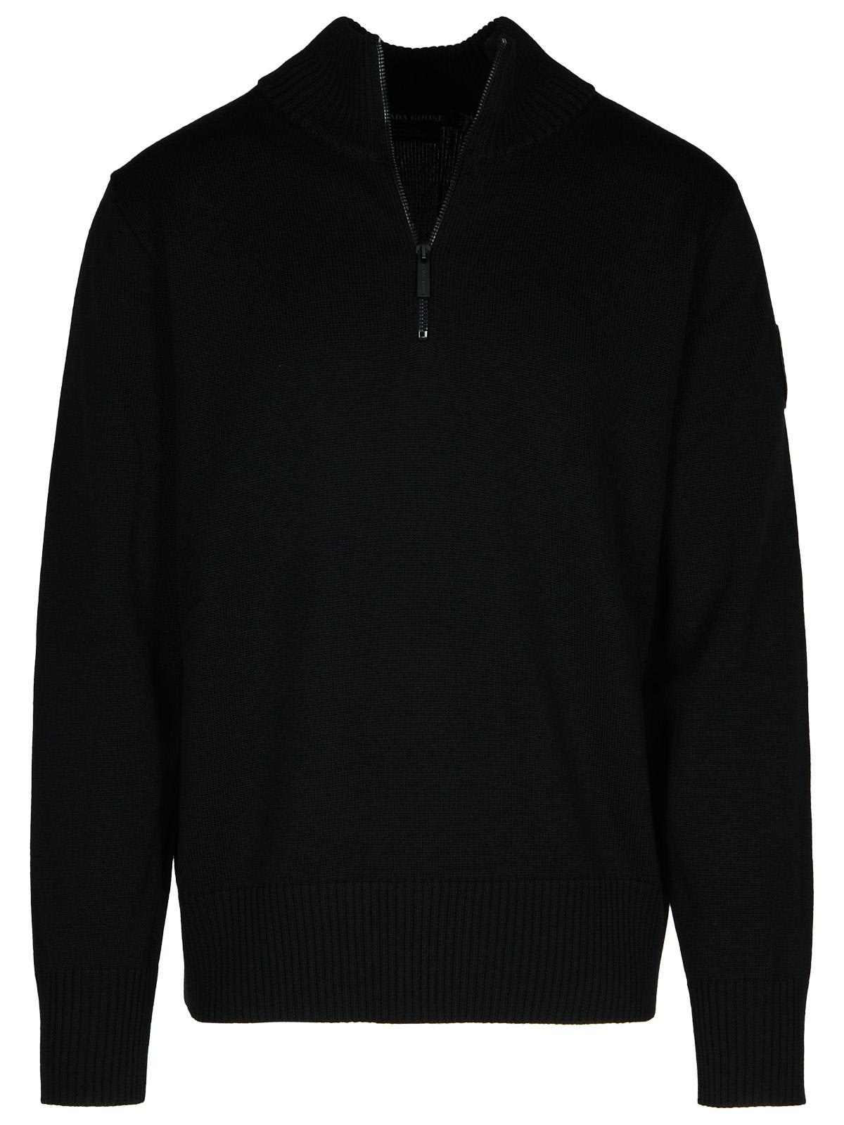 Shop Canada Goose 1/4 Zip Rosseau Black Wool Sweatshirt