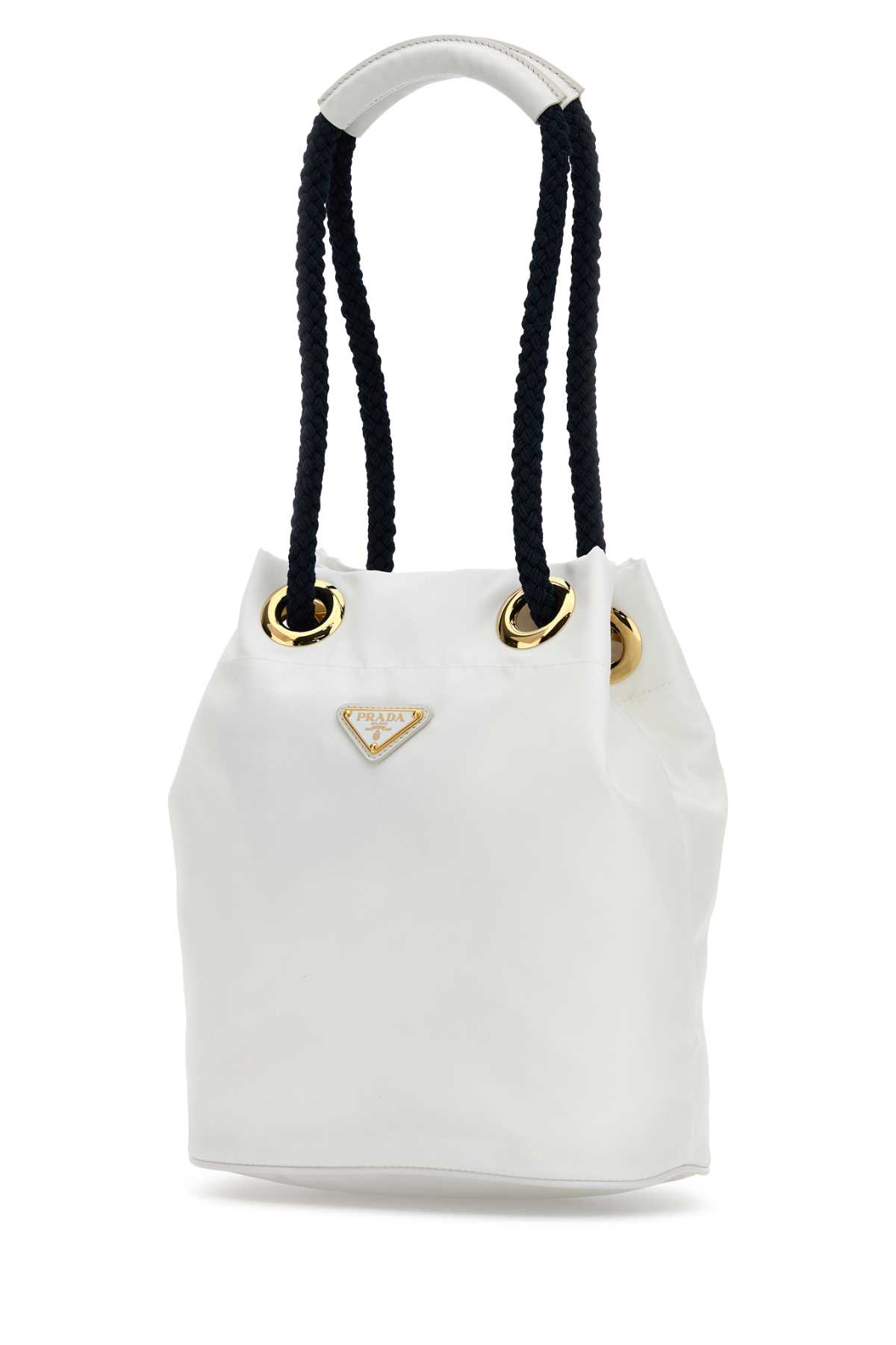 Prada Re-nylon Mariner Bucket Bag With Top Handle In White
