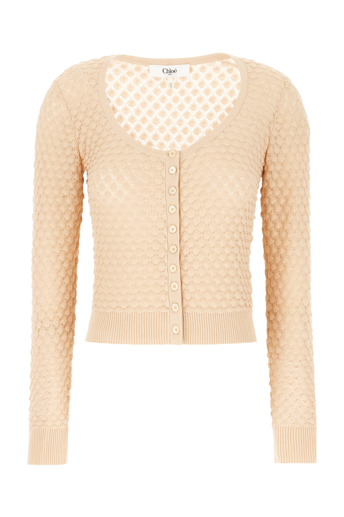 Chloé Skin Pink Cotton Cardigan In Light Nude