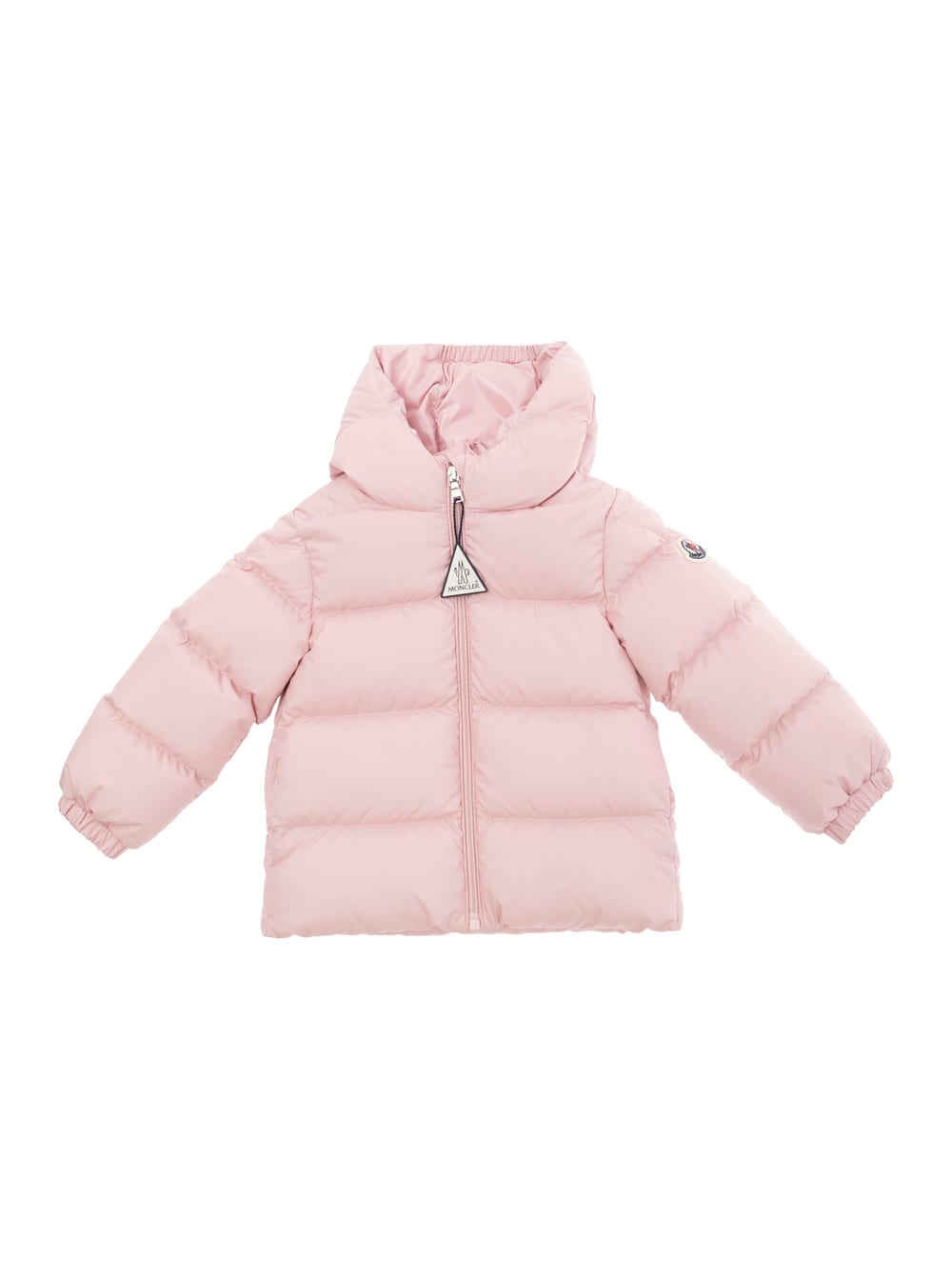 Moncler Sharon Pink Down Jacket With Logo Patch In Tech Fabric Baby In Pink