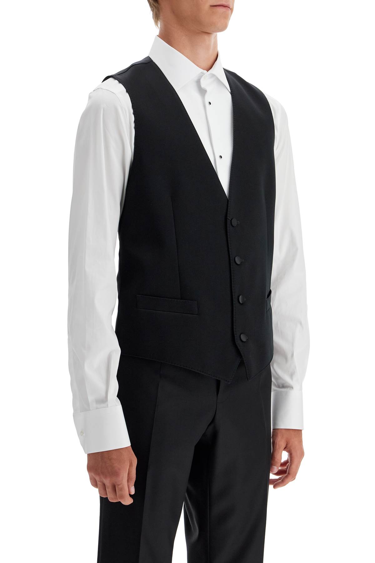 Shop Dolce & Gabbana Sartorial Satin Waistcoat In Nero (black)