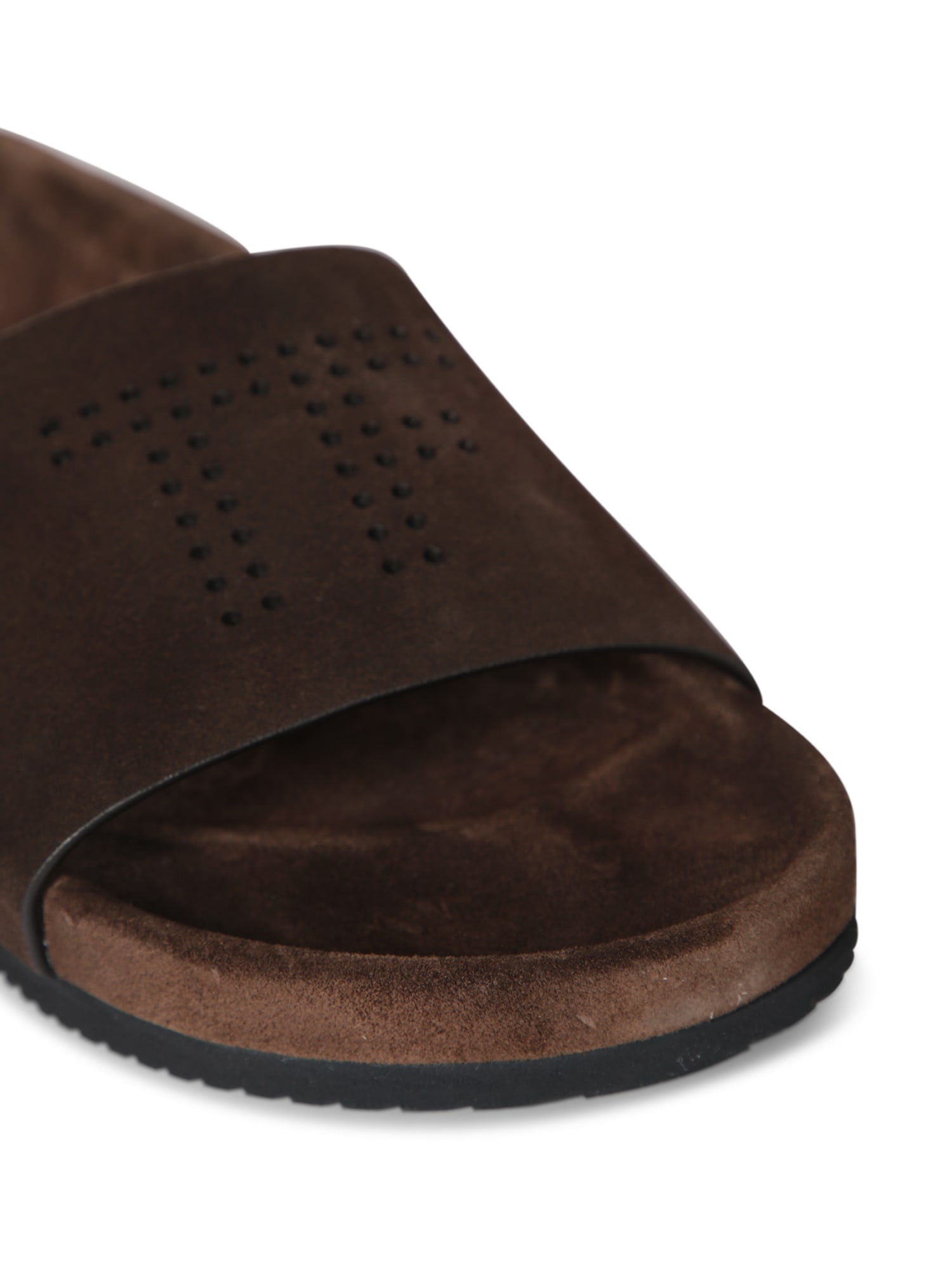 Tom Ford Brown Slides With Suede Texture And Sturdy Sole In Brown