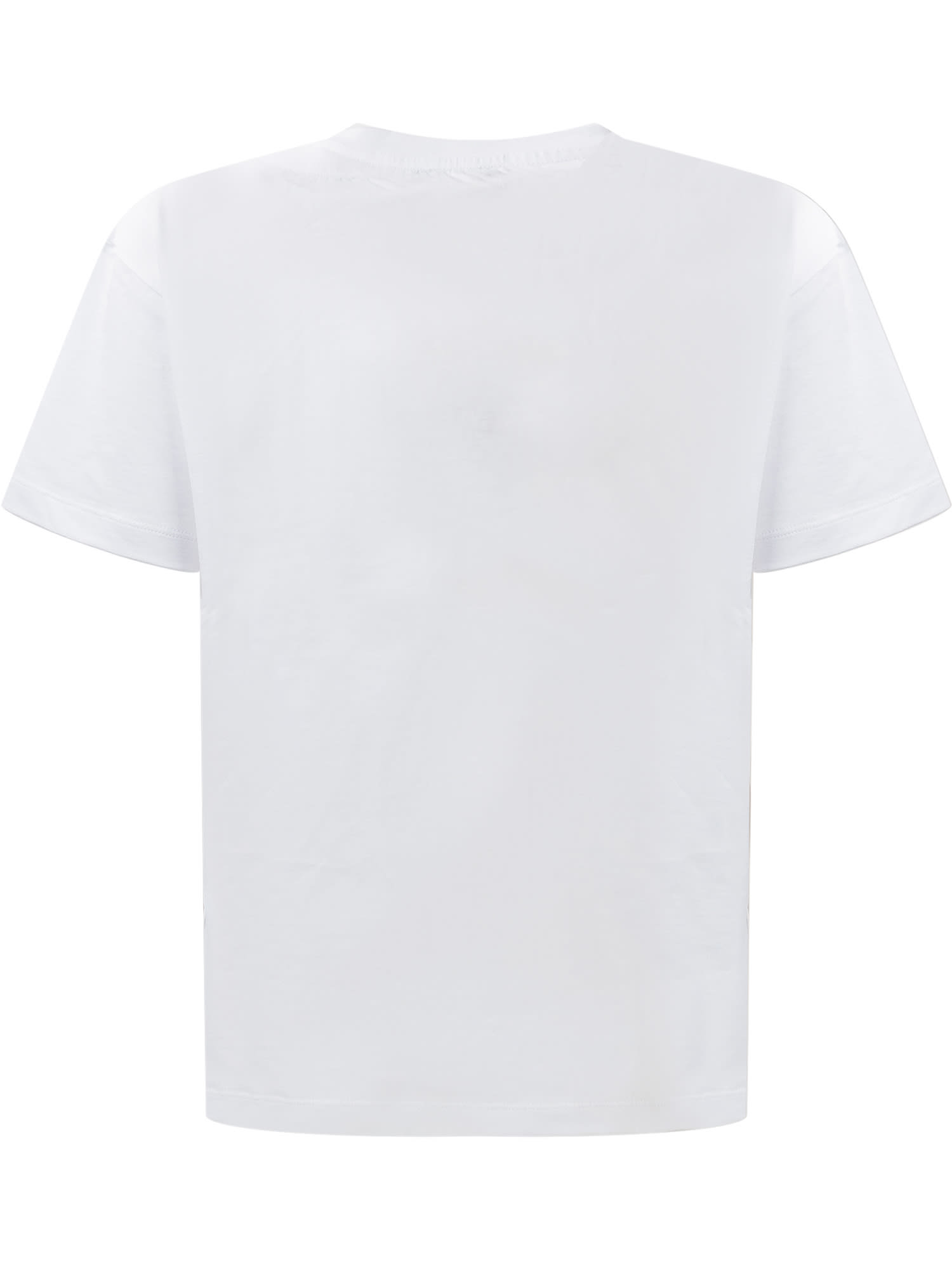Shop Balmain Logo T-shirt In White/fuchsia