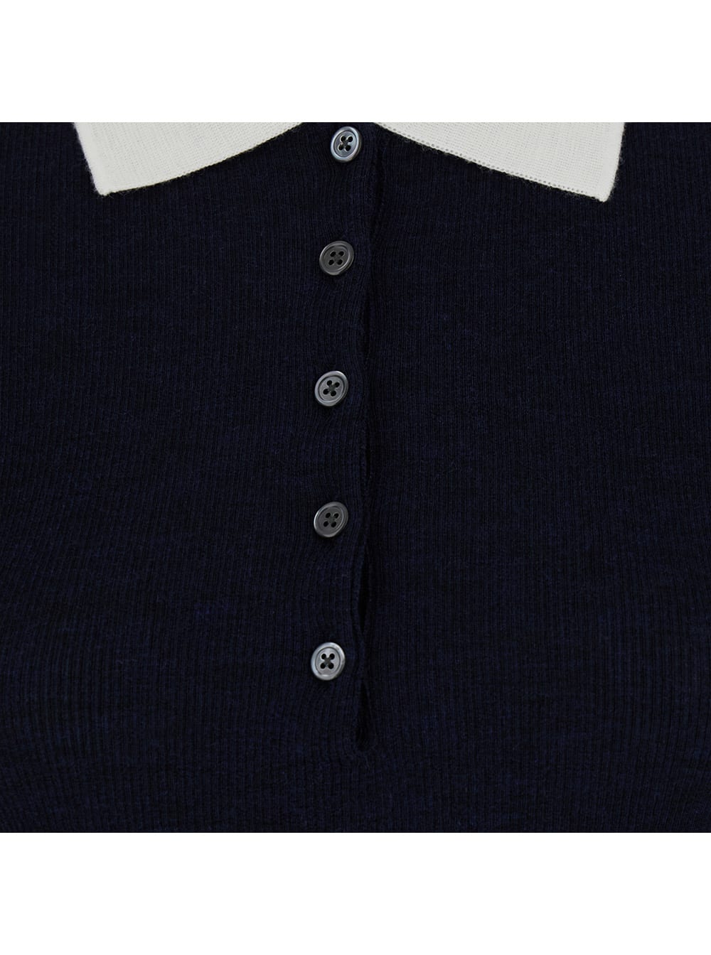 Shop Thom Browne Blue Fitted Polo Shirt With Contrasting Collar In Wool Woman