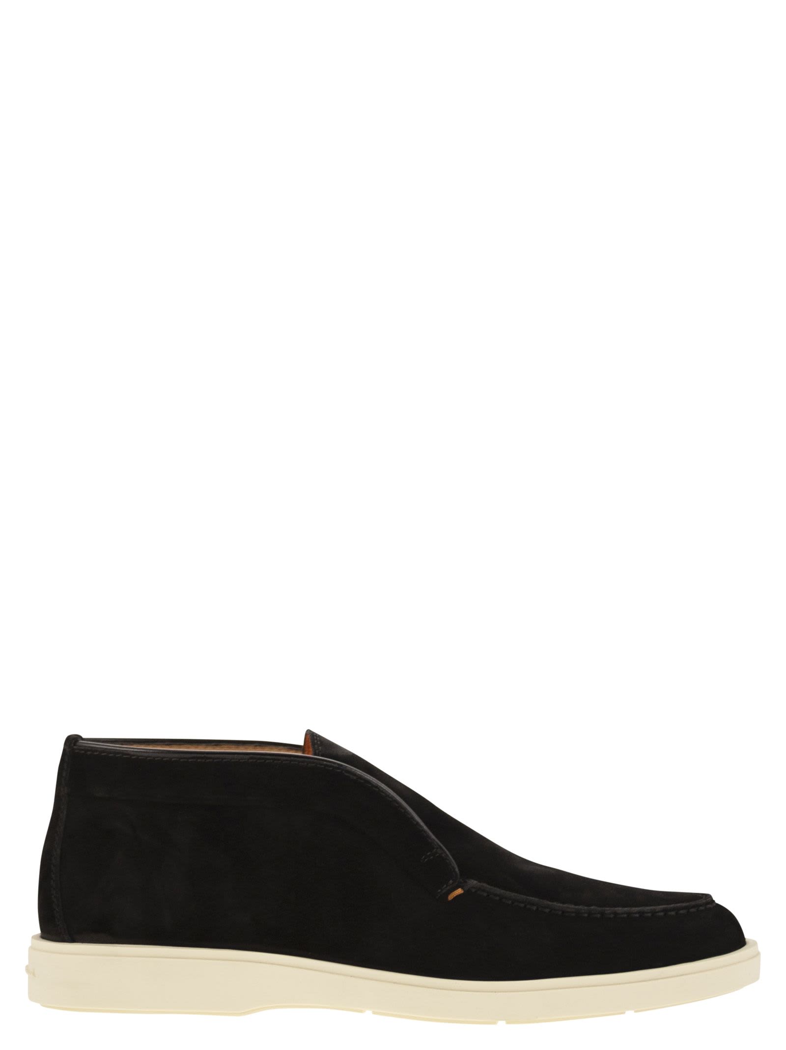 Shop Santoni Suede Desert Boot In Black