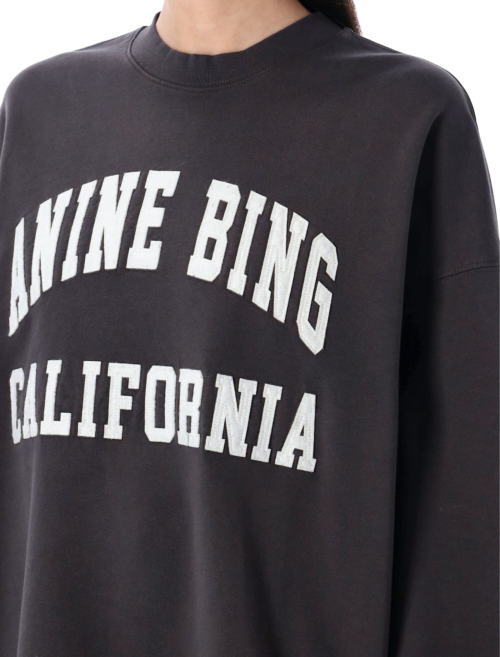Anine Bing Women's Miles Branded-print Cotton Sweatshirt Black In Washed Black