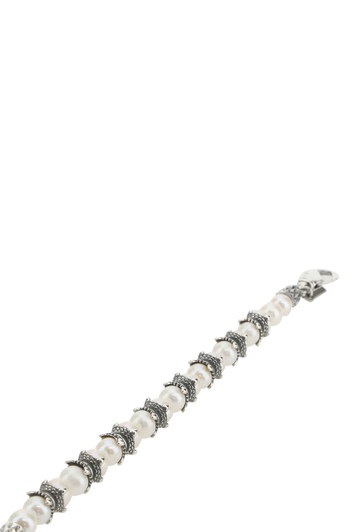 Shop Emanuele Bicocchi Metal And Pearls Large Pearl Bracelet In Argento