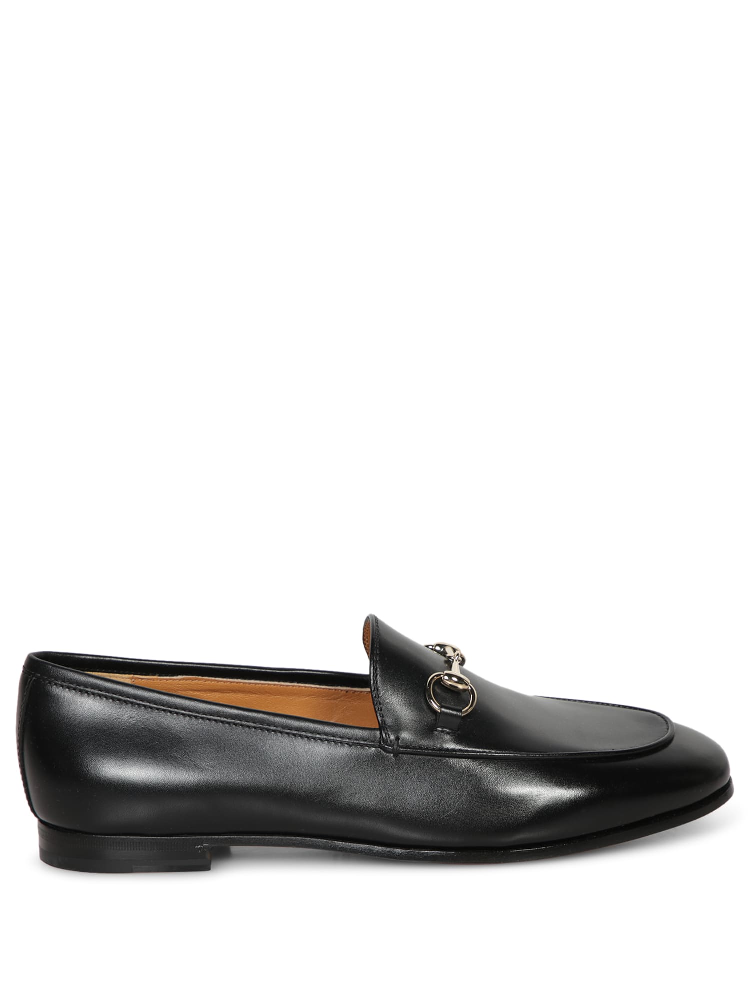 Shop Gucci Jordan Leather Loafers In Black